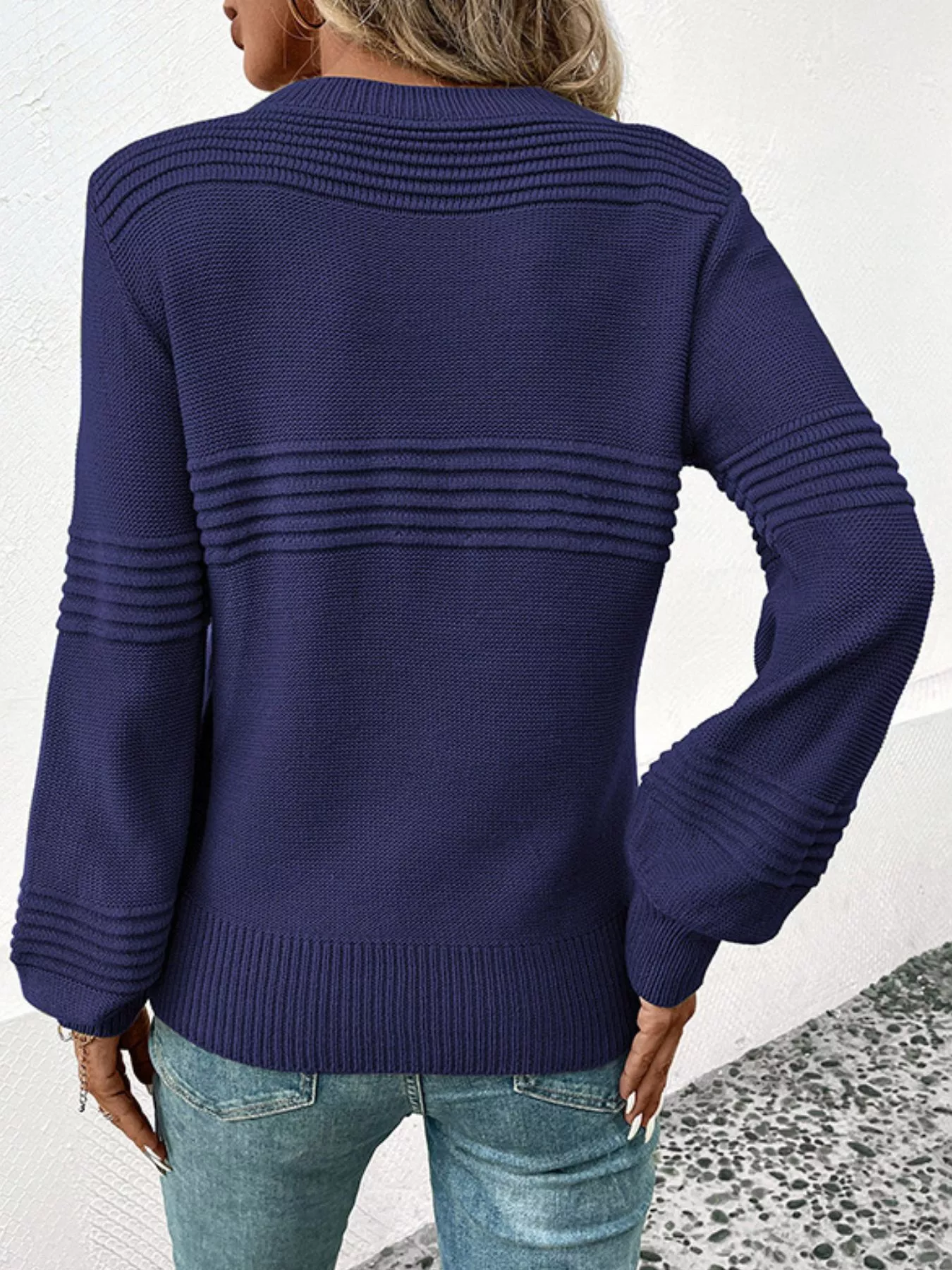 Round Neck Long Sleeve Sweater - Image 3