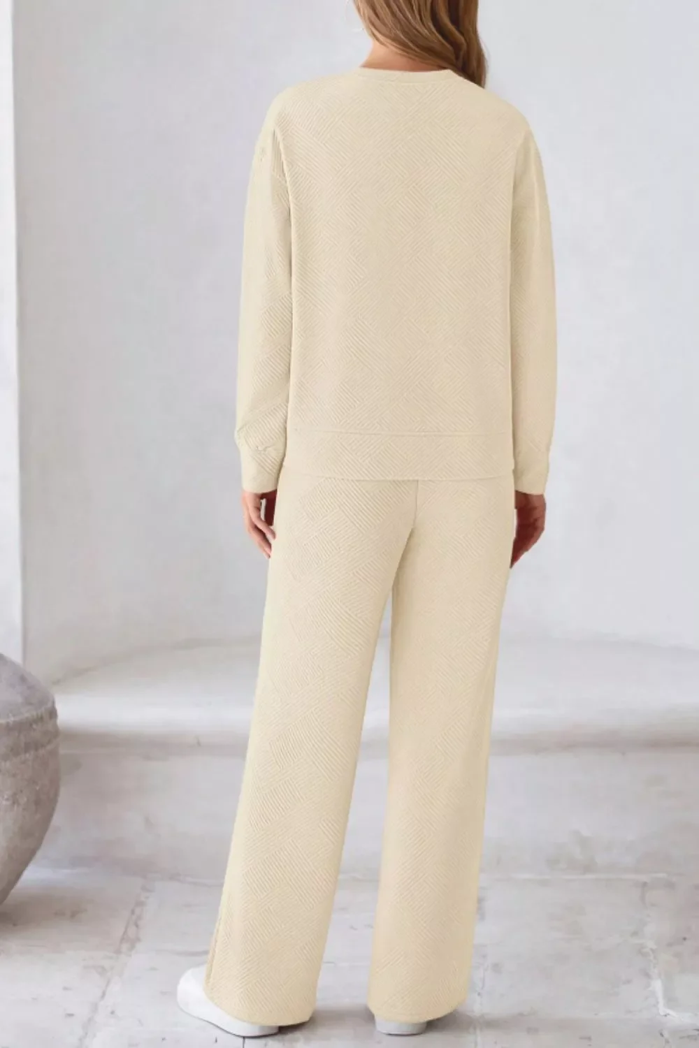 Round Neck Long Sleeve Top and Pants Set - Image 5