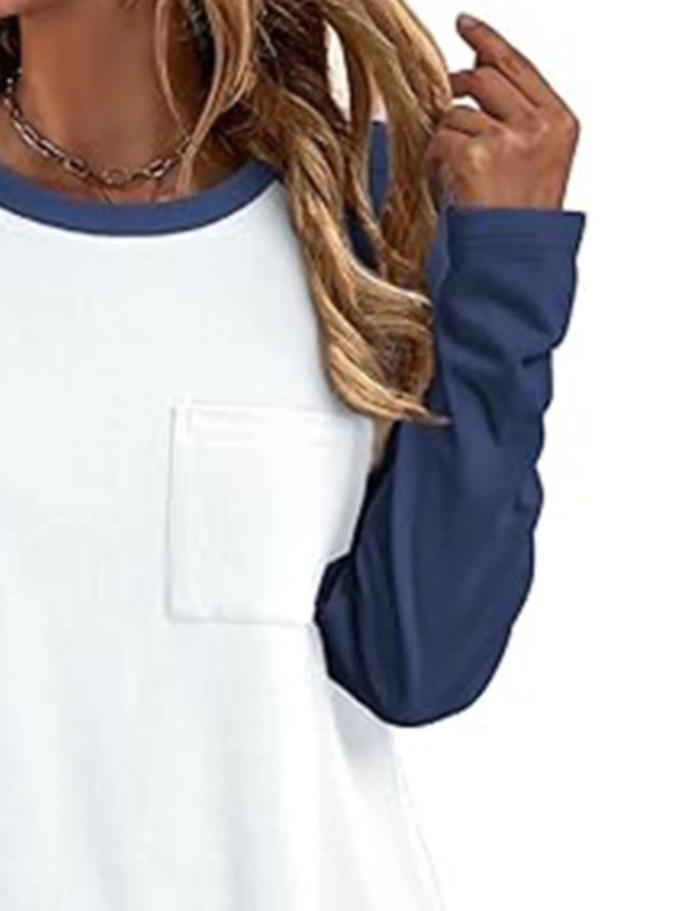 Round Neck Raglan Sleeve T-Shirt with Pocket - Image 11