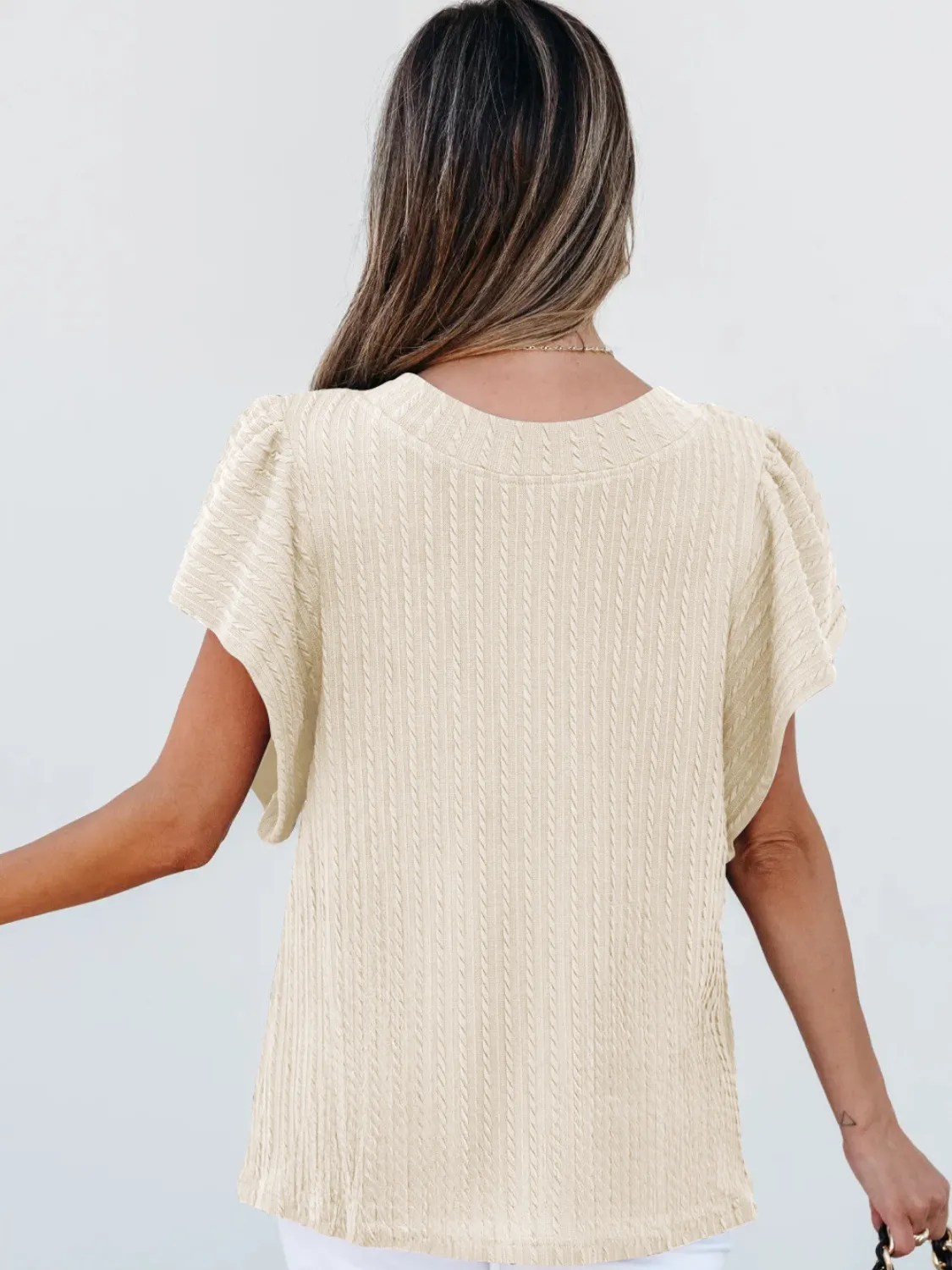 Round Neck Ruffle Sleeve Top - Image 10
