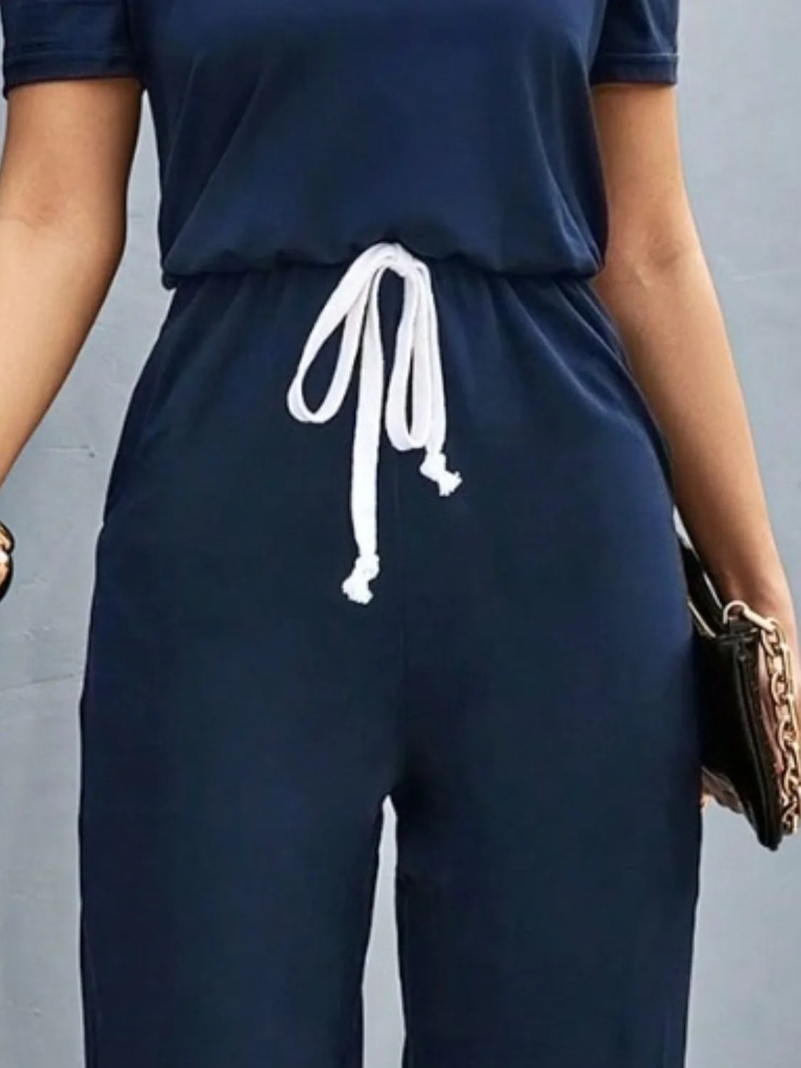 Round Neck Short Sleeve Jumpsuit - Image 6
