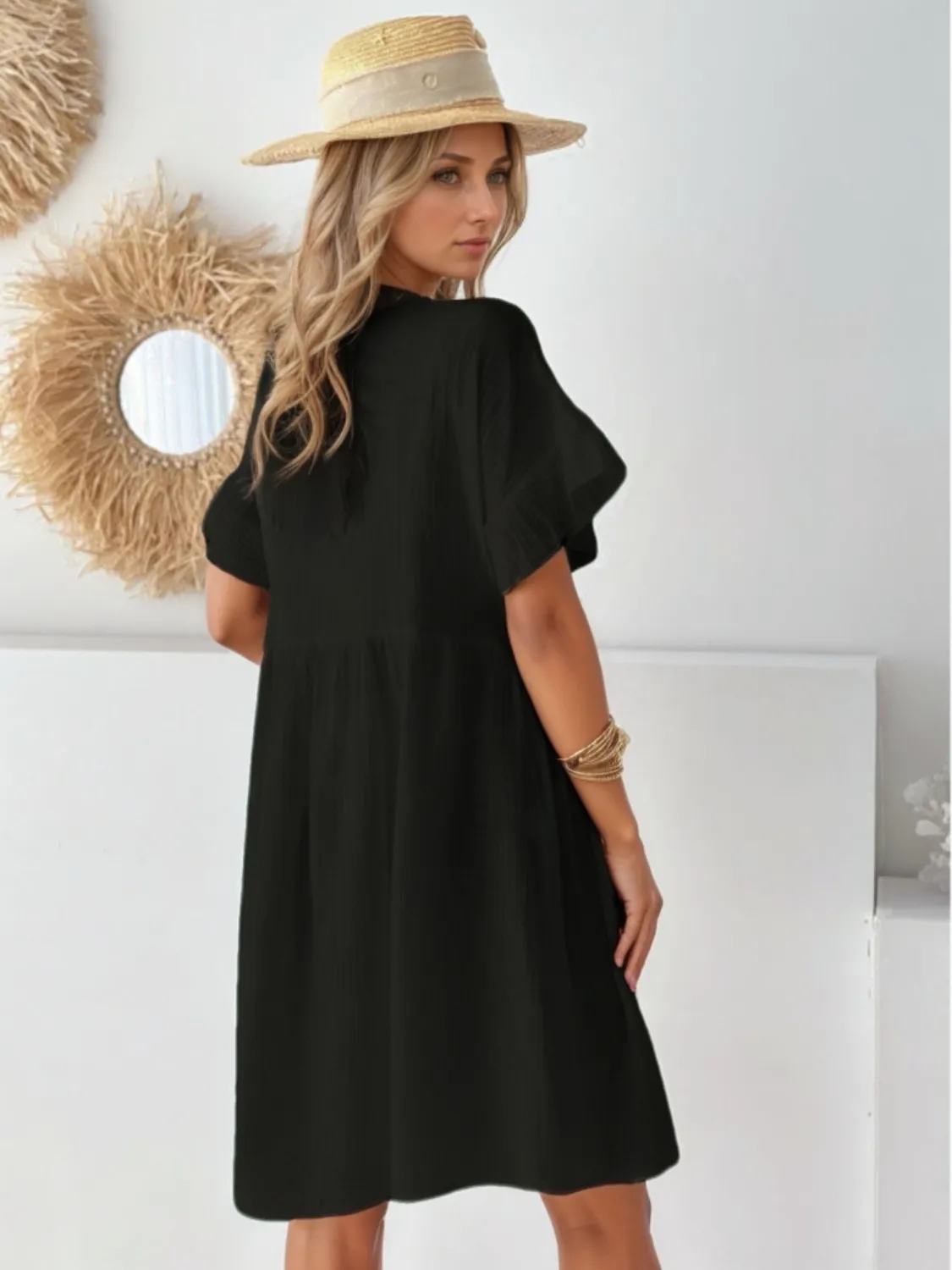 Round Neck Short Sleeve Mini Dress - Image 2