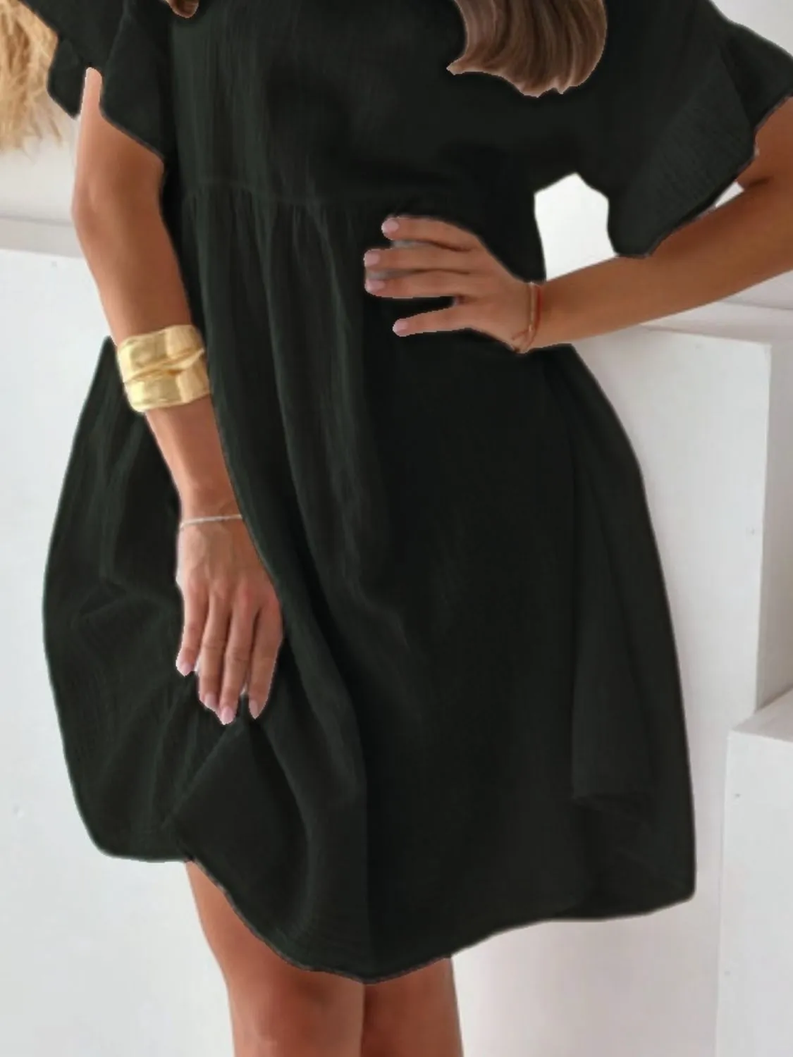 Round Neck Short Sleeve Mini Dress - Image 3