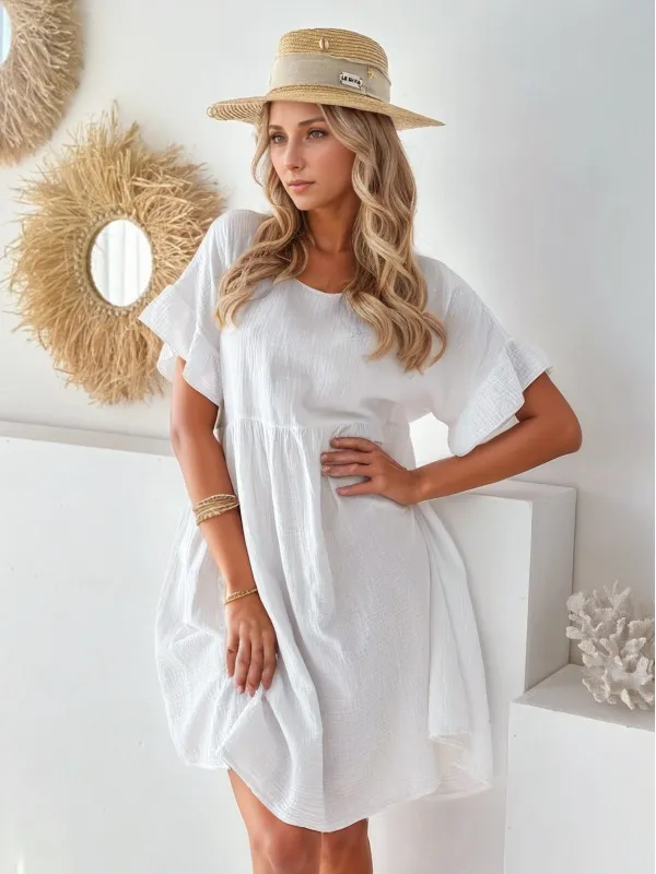 Round Neck Short Sleeve Mini Dress - Image 4