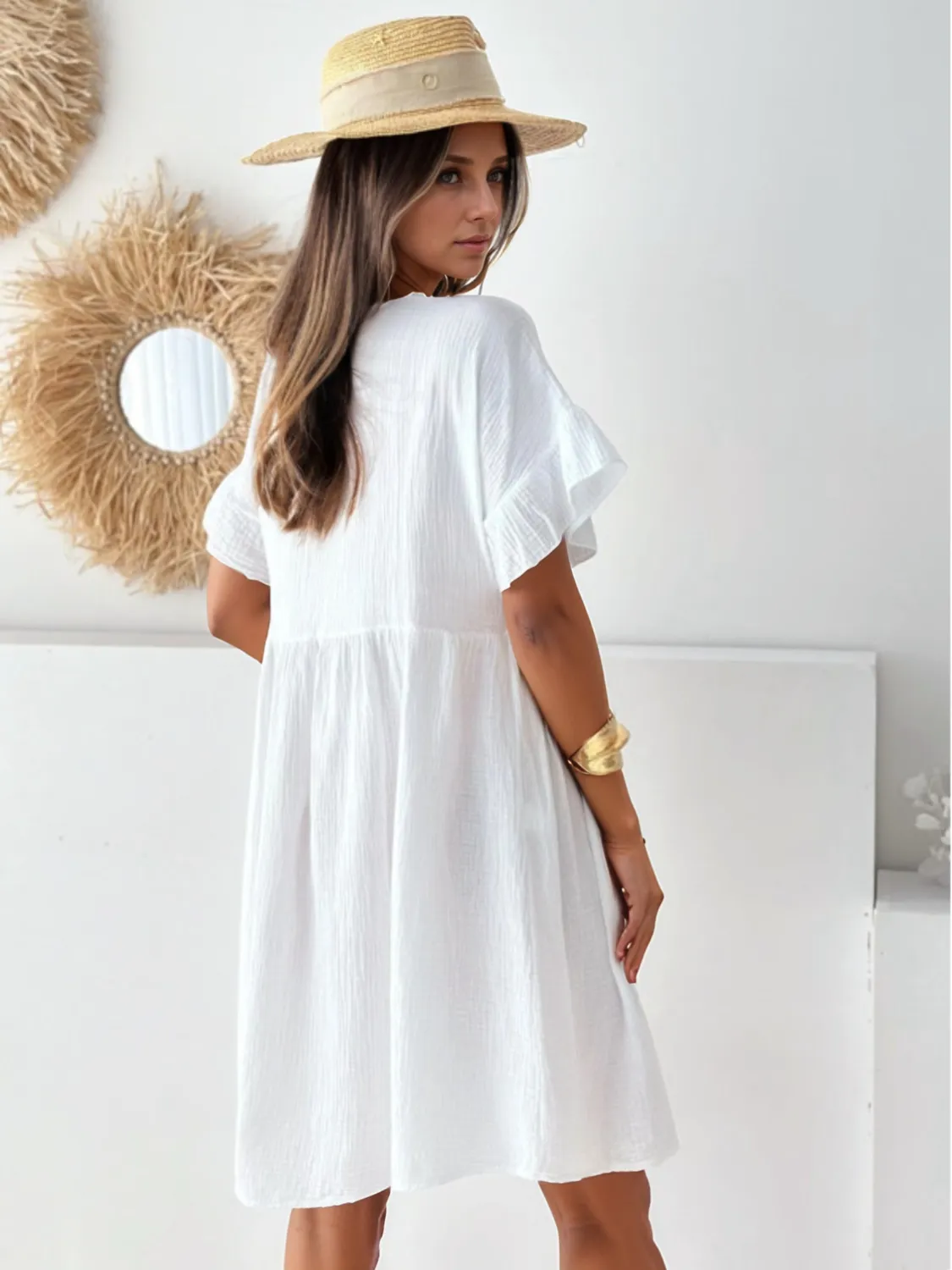 Round Neck Short Sleeve Mini Dress - Image 5