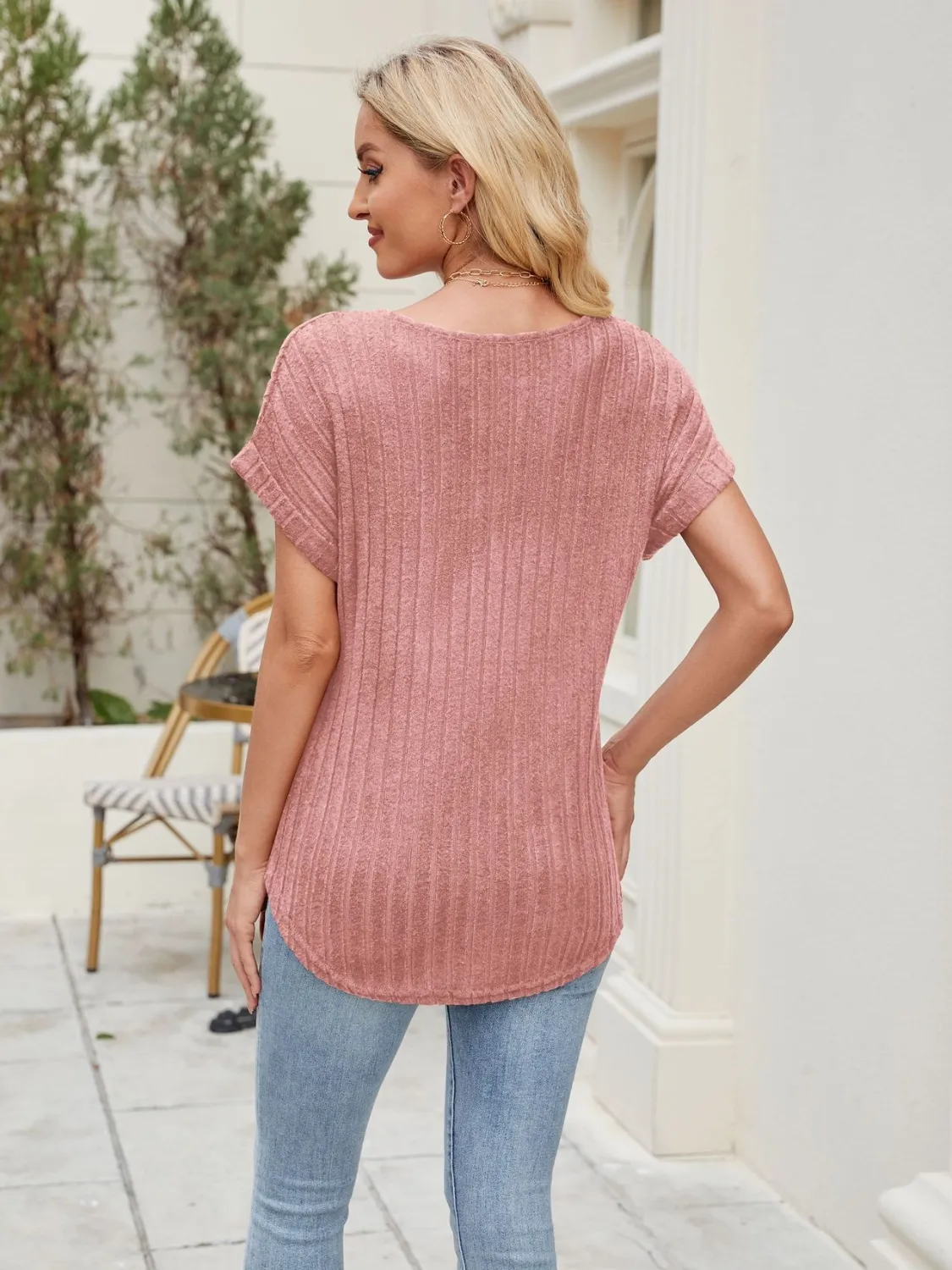 Round Neck Short Sleeve T-Shirt - Image 2
