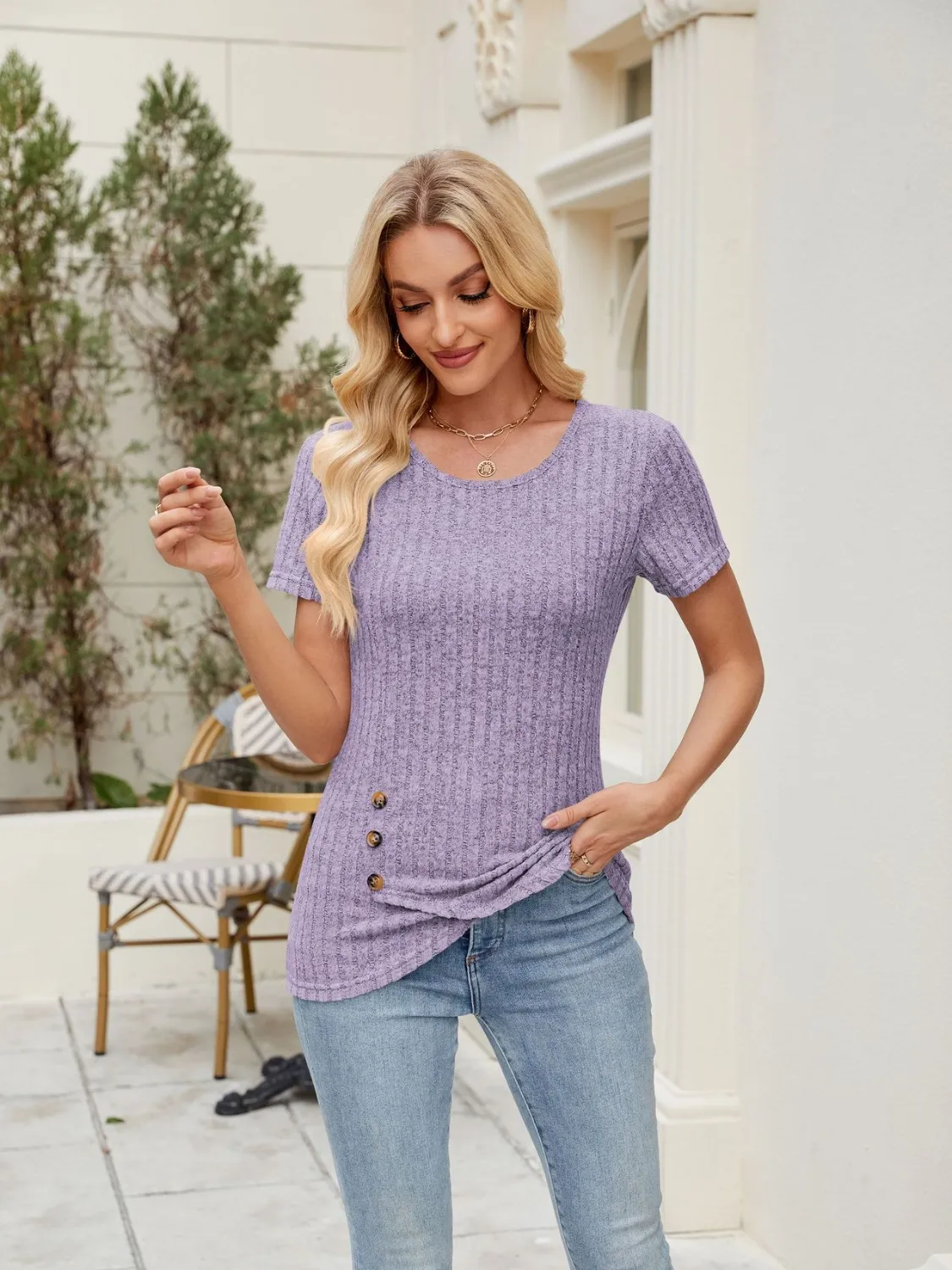Round Neck Short Sleeve T-Shirt - Image 13