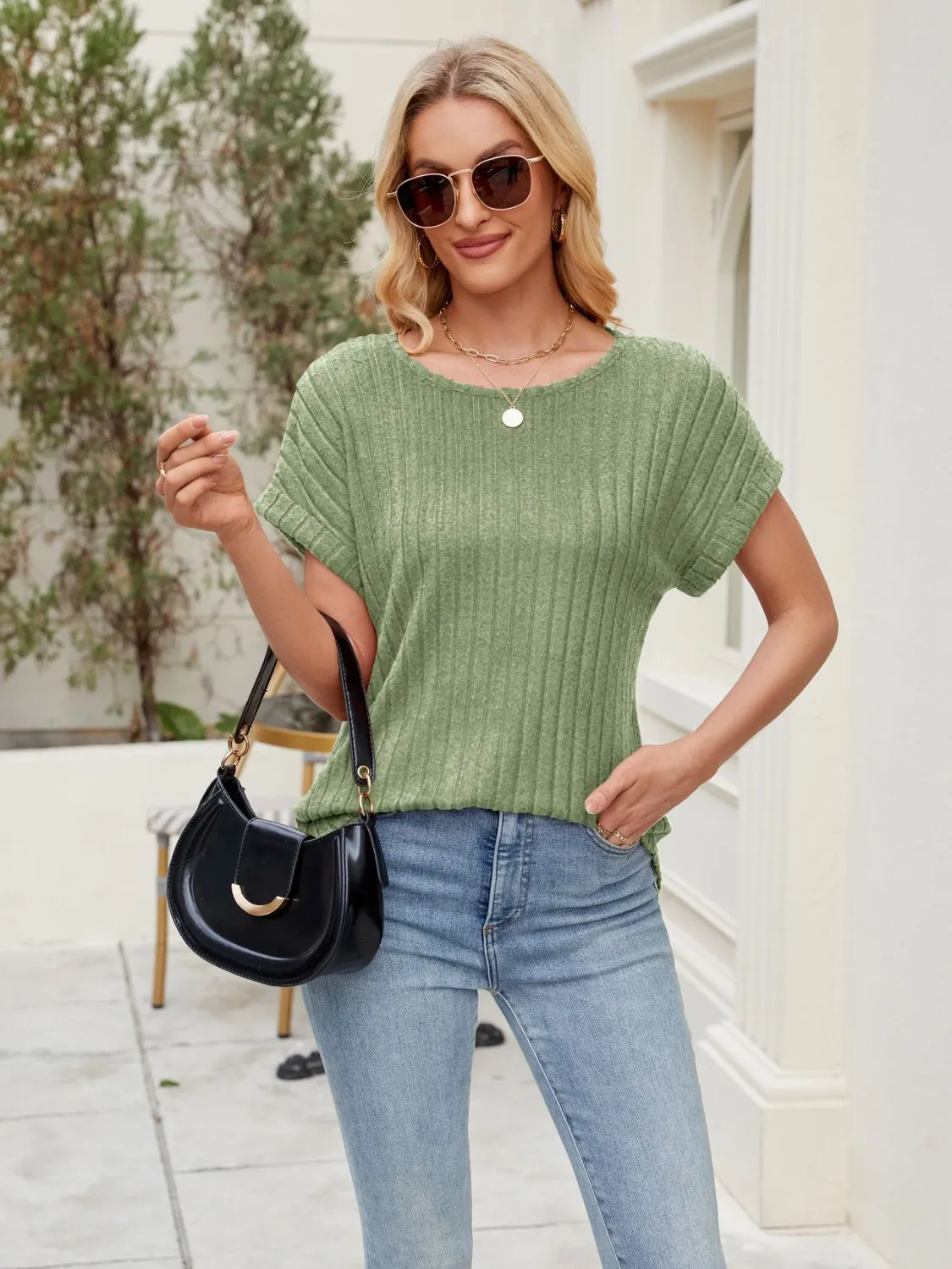 Round Neck Short Sleeve T-Shirt - Image 4