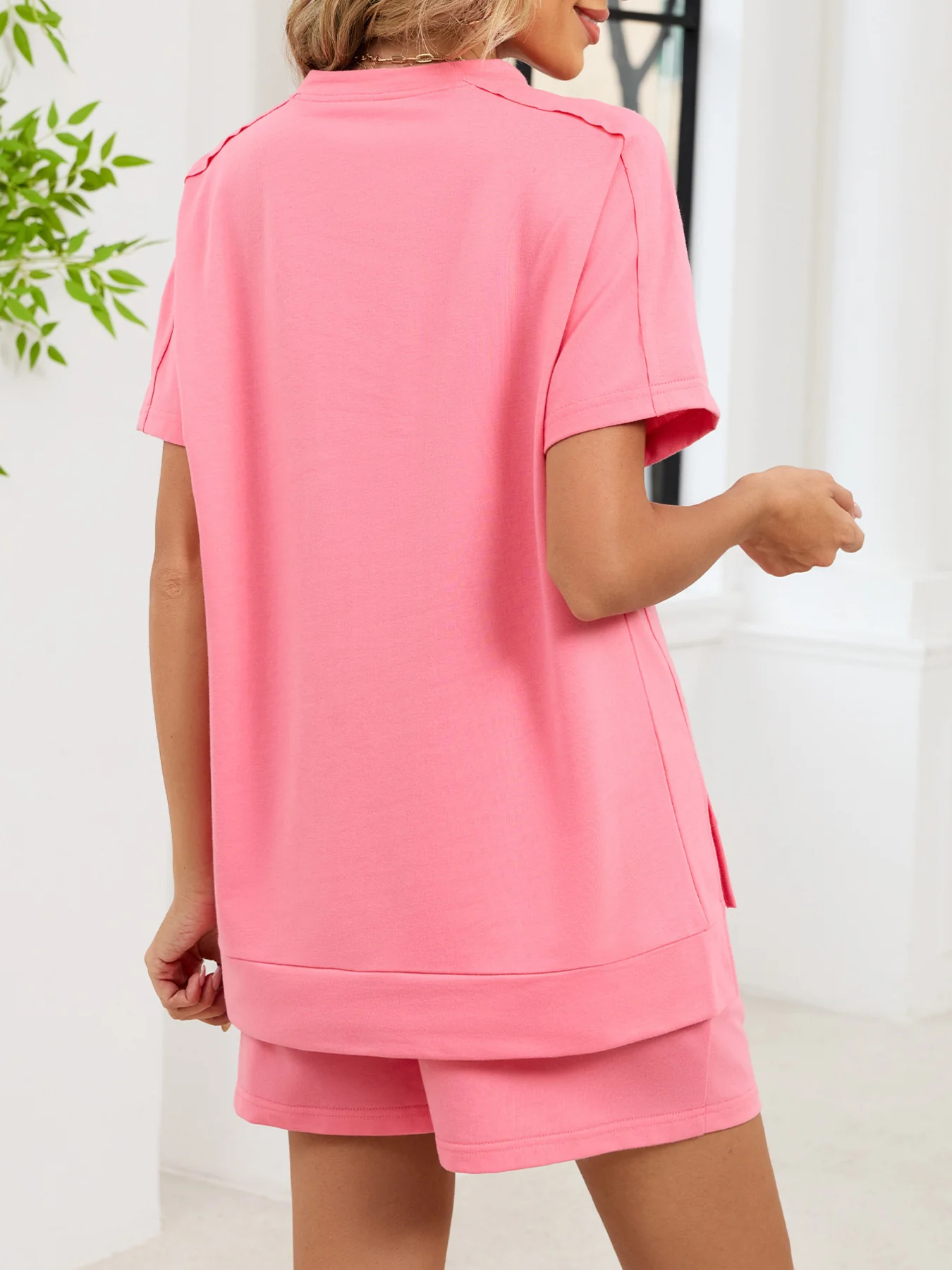 Round Neck Short Sleeve T-Shirt and Shorts Set - Image 16