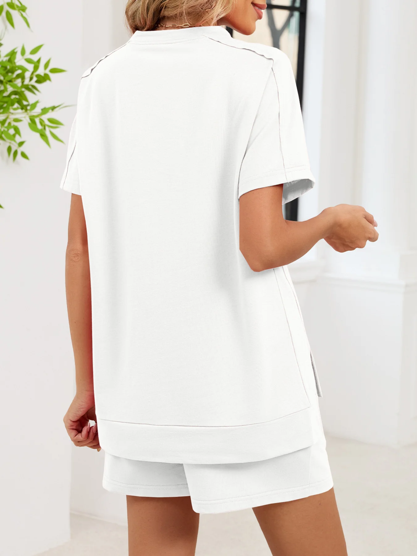 Round Neck Short Sleeve T-Shirt and Shorts Set - Image 22