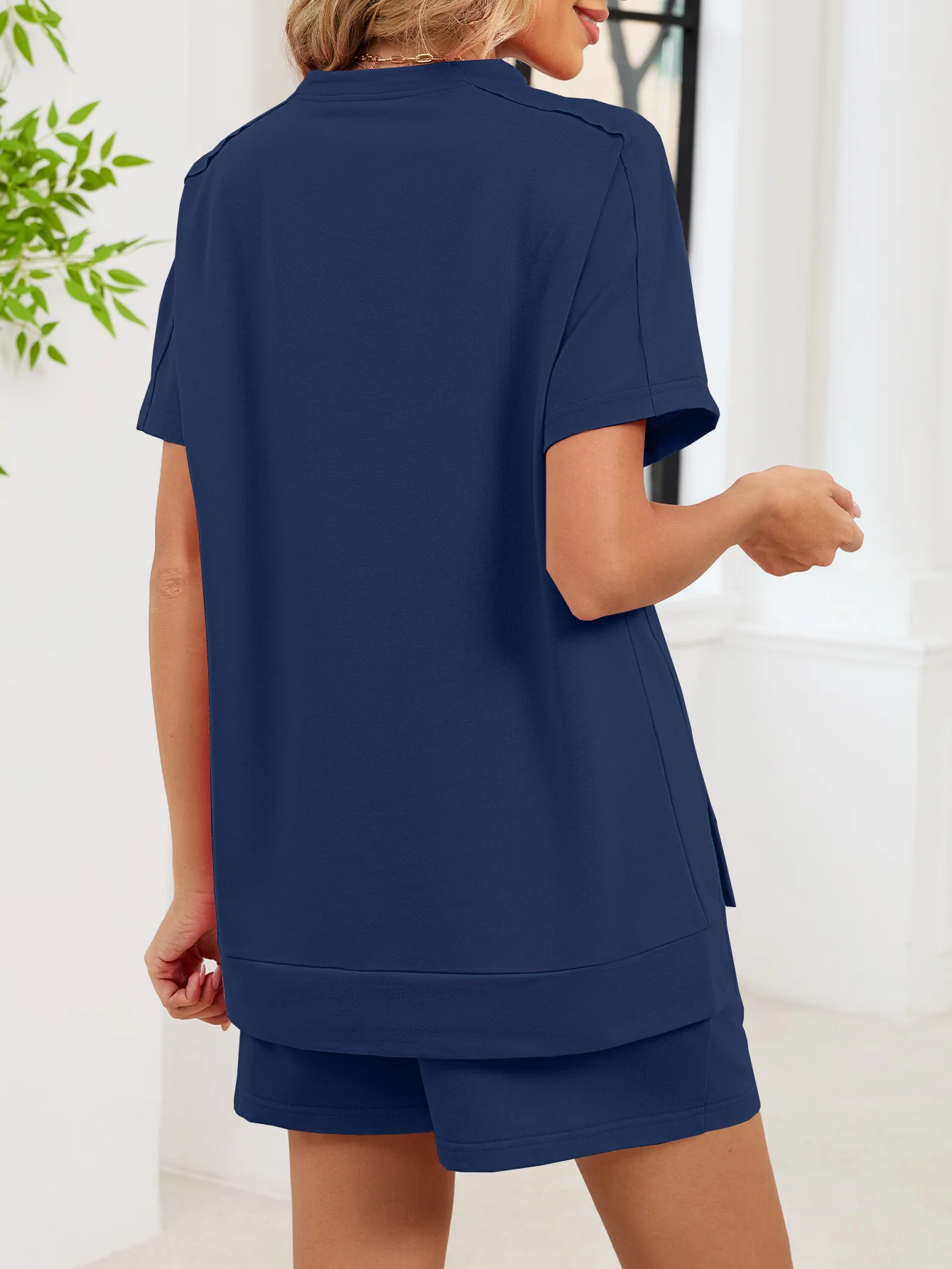 Round Neck Short Sleeve T-Shirt and Shorts Set - Image 26
