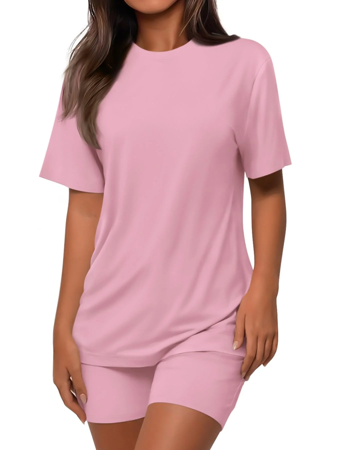 Round Neck Short Sleeve Top and Shorts Set - Image 21