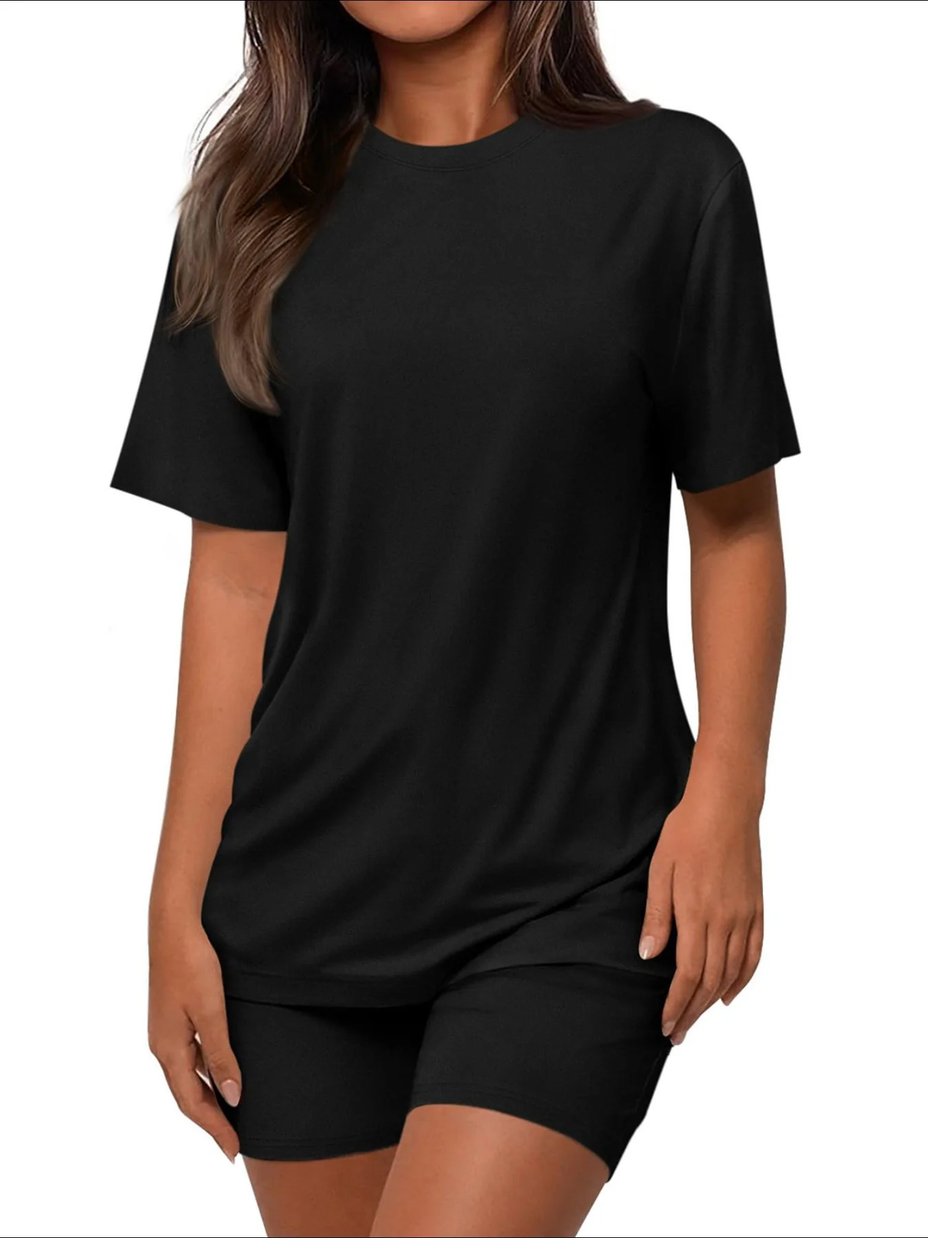Round Neck Short Sleeve Top and Shorts Set - Image 6