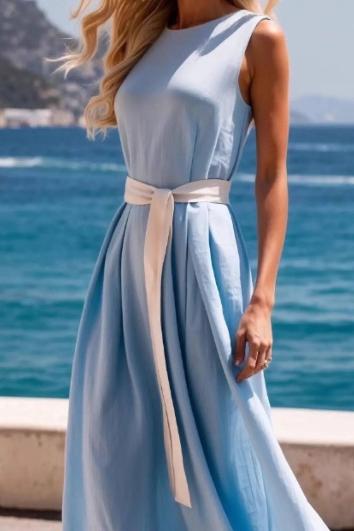 Round Neck Sleeveless Midi Dress - Image 11