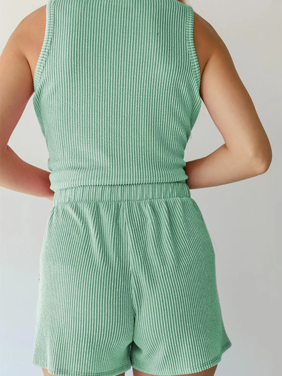 Round Neck Sleeveless Top and Shorts Set - Image 11