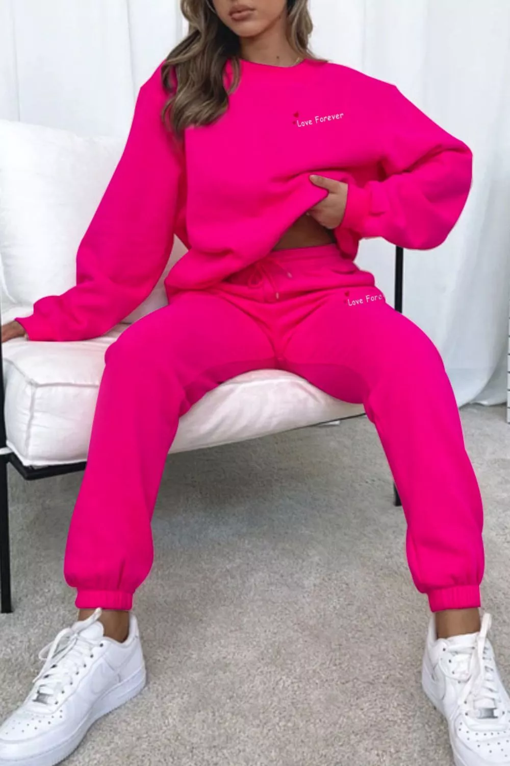 Round Neck Sweatshirt and Joggers Set - Image 30