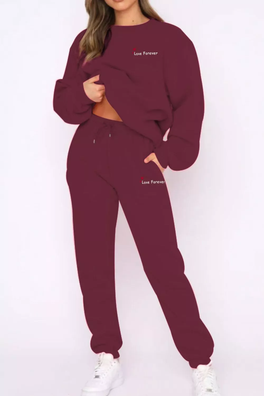 Round Neck Sweatshirt and Joggers Set - Image 33