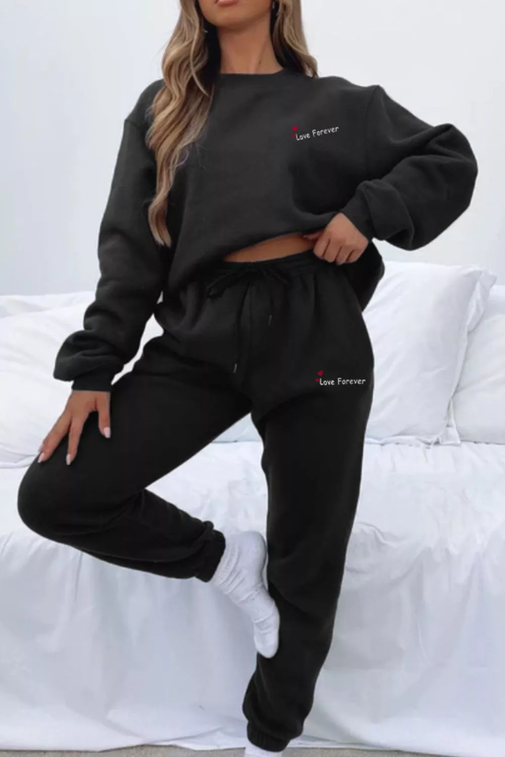 Round Neck Sweatshirt and Joggers Set - Image 6