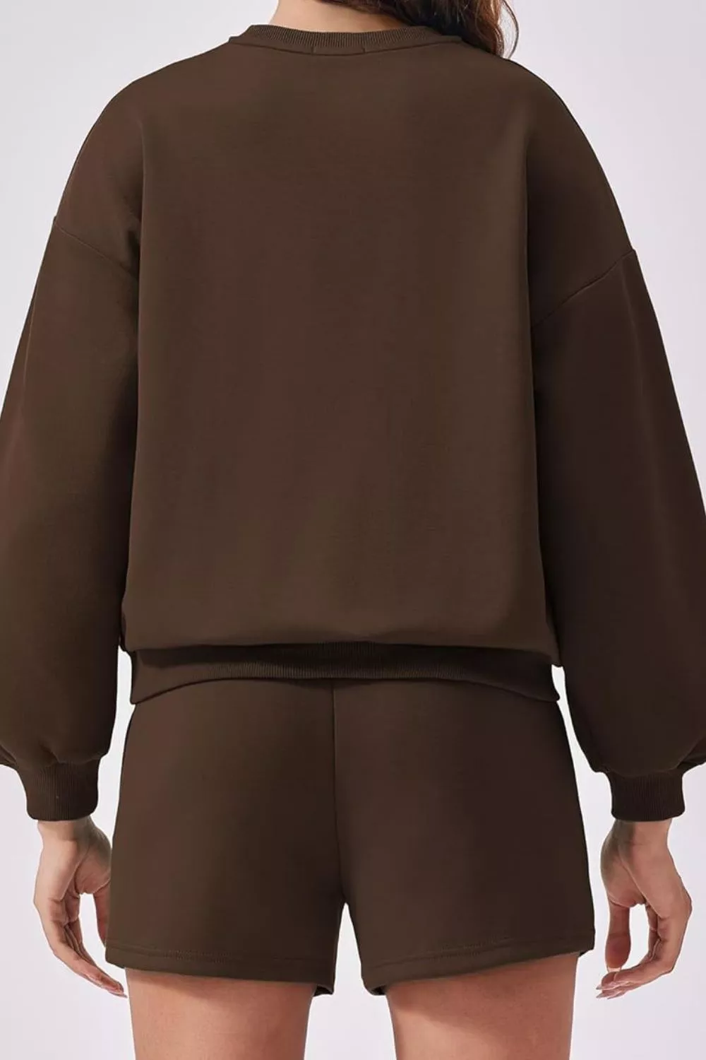 Round Neck Sweatshirt and Shorts Set - Image 18