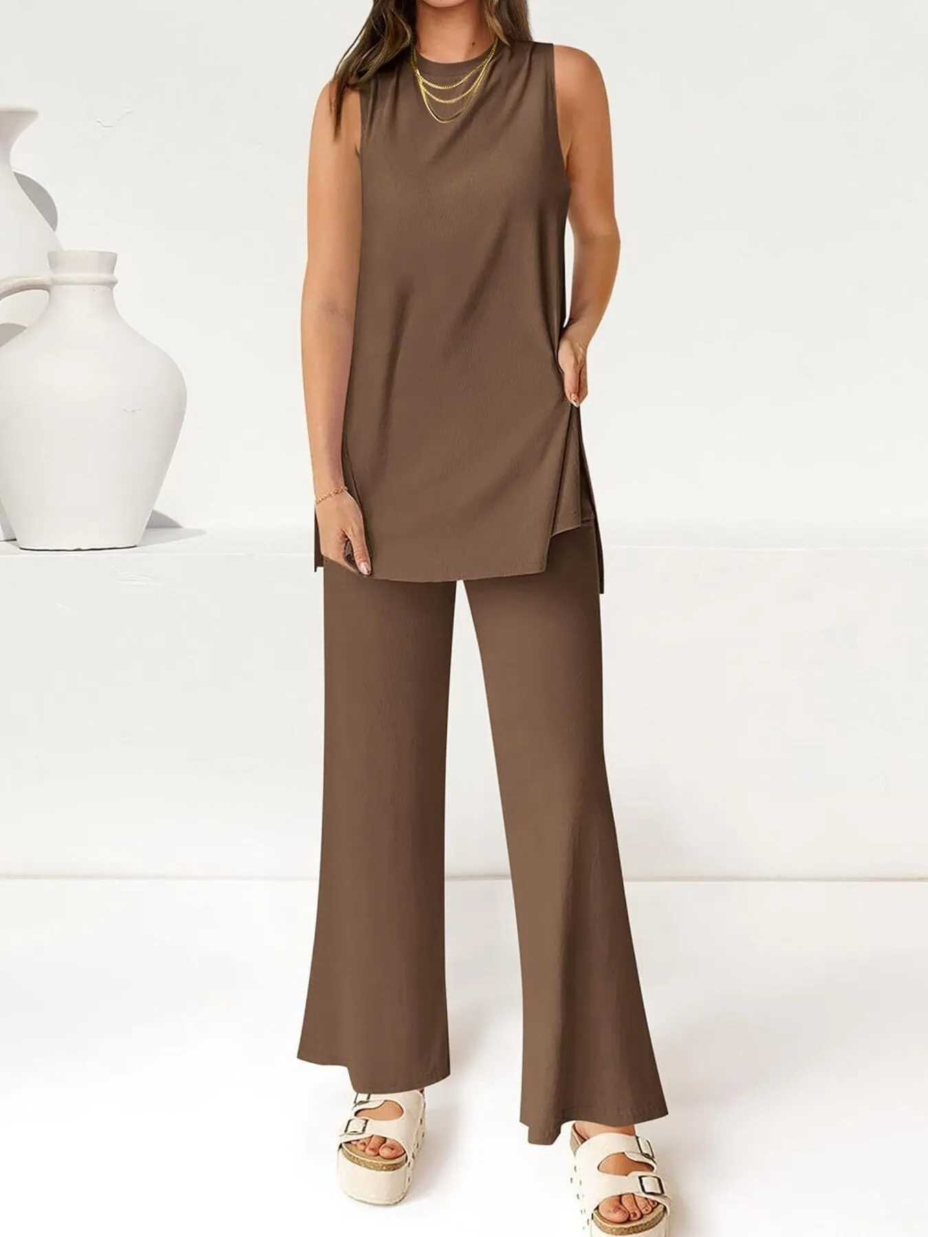 Round Neck Tank and Pants Set - Image 11