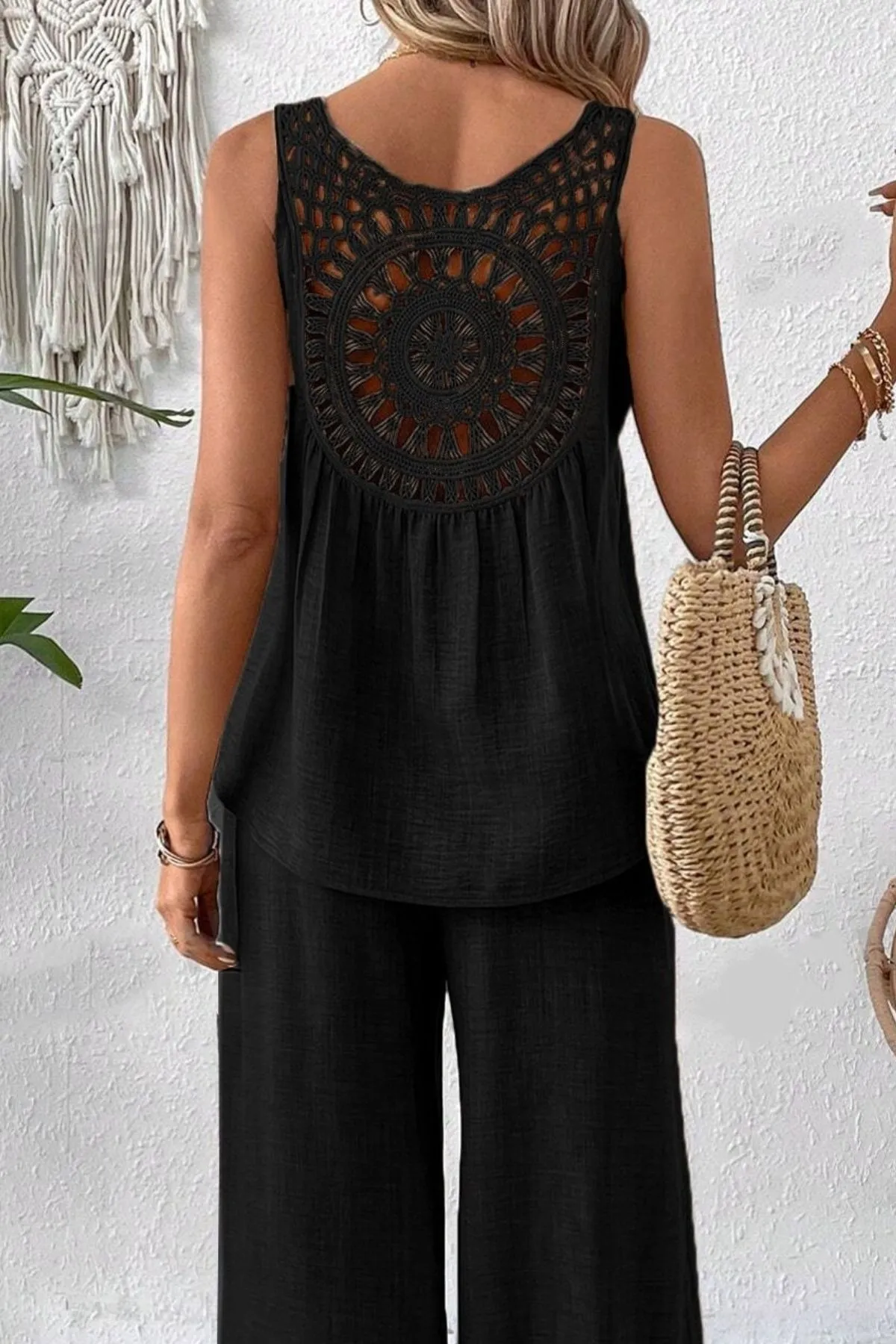 Round Neck Tank and Wide Leg Pants Set - Image 20