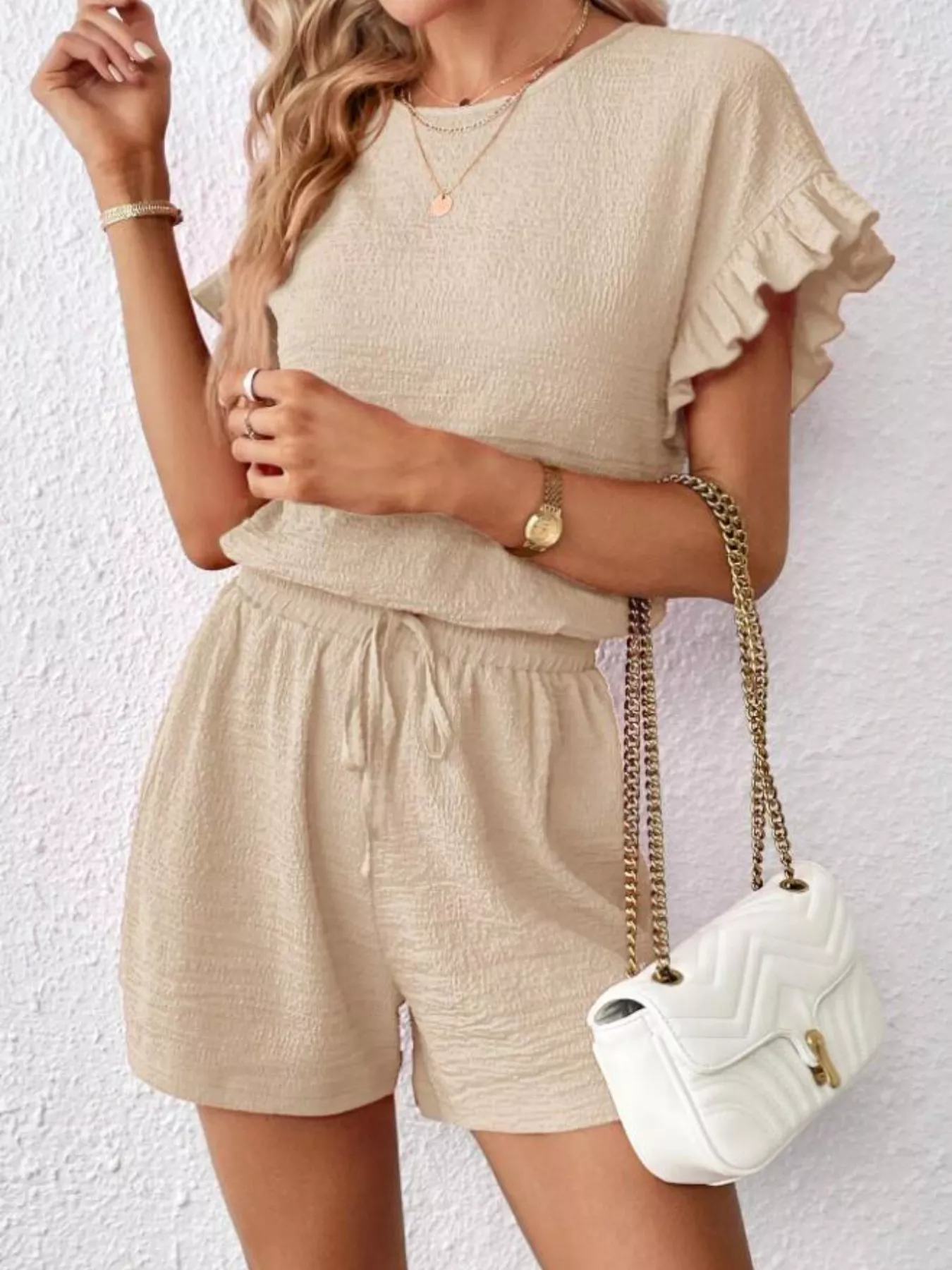 Round Neck Tee and Shorts Set - Image 2