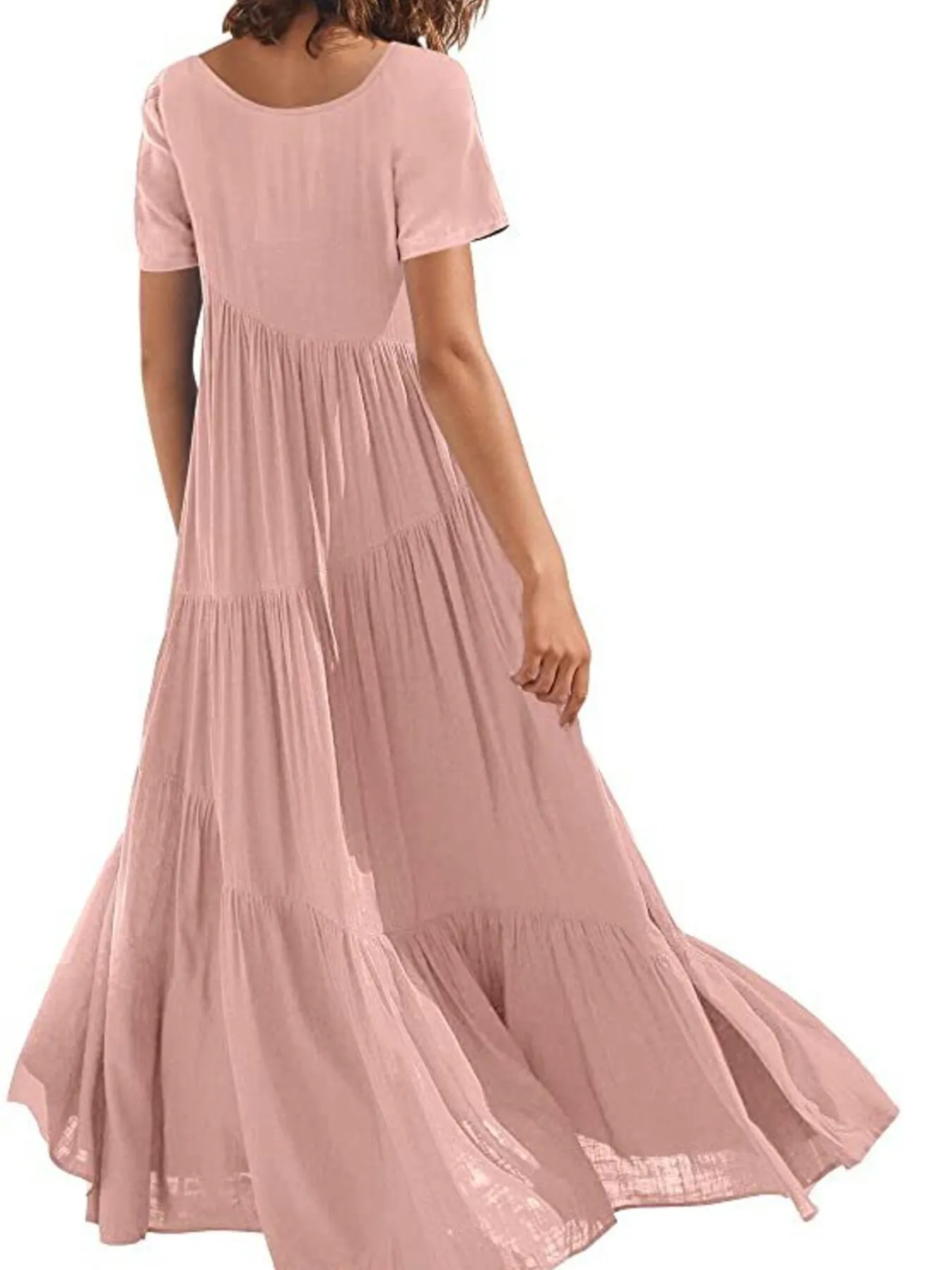 Round Neck Tiered Ruffle Maxi Dress - Image 23