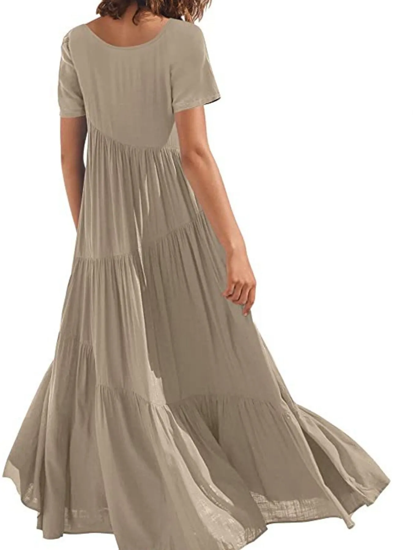 Round Neck Tiered Ruffle Maxi Dress - Image 5