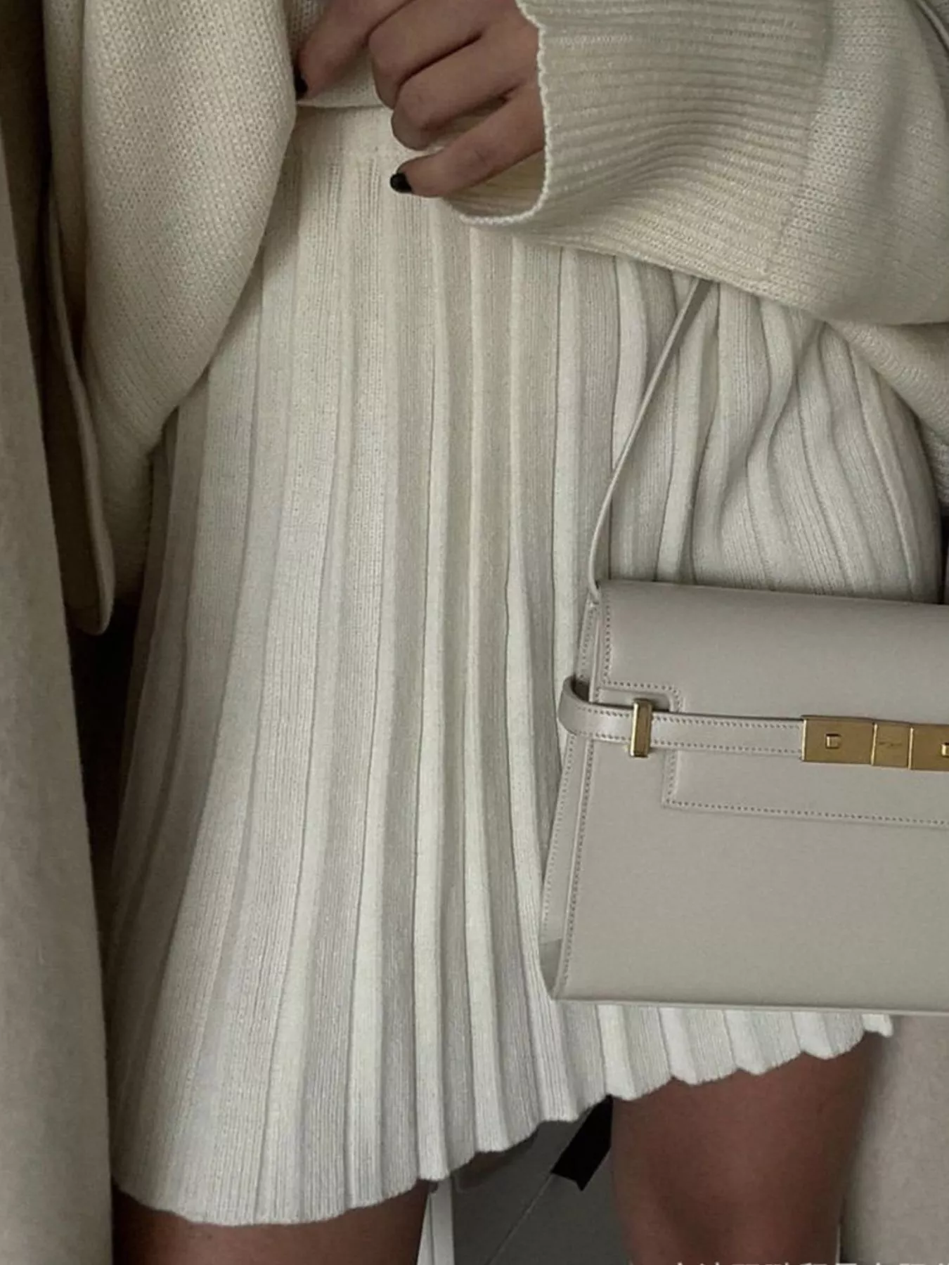 Round Neck Top and Pleated Skirt Sweater Set - Image 6