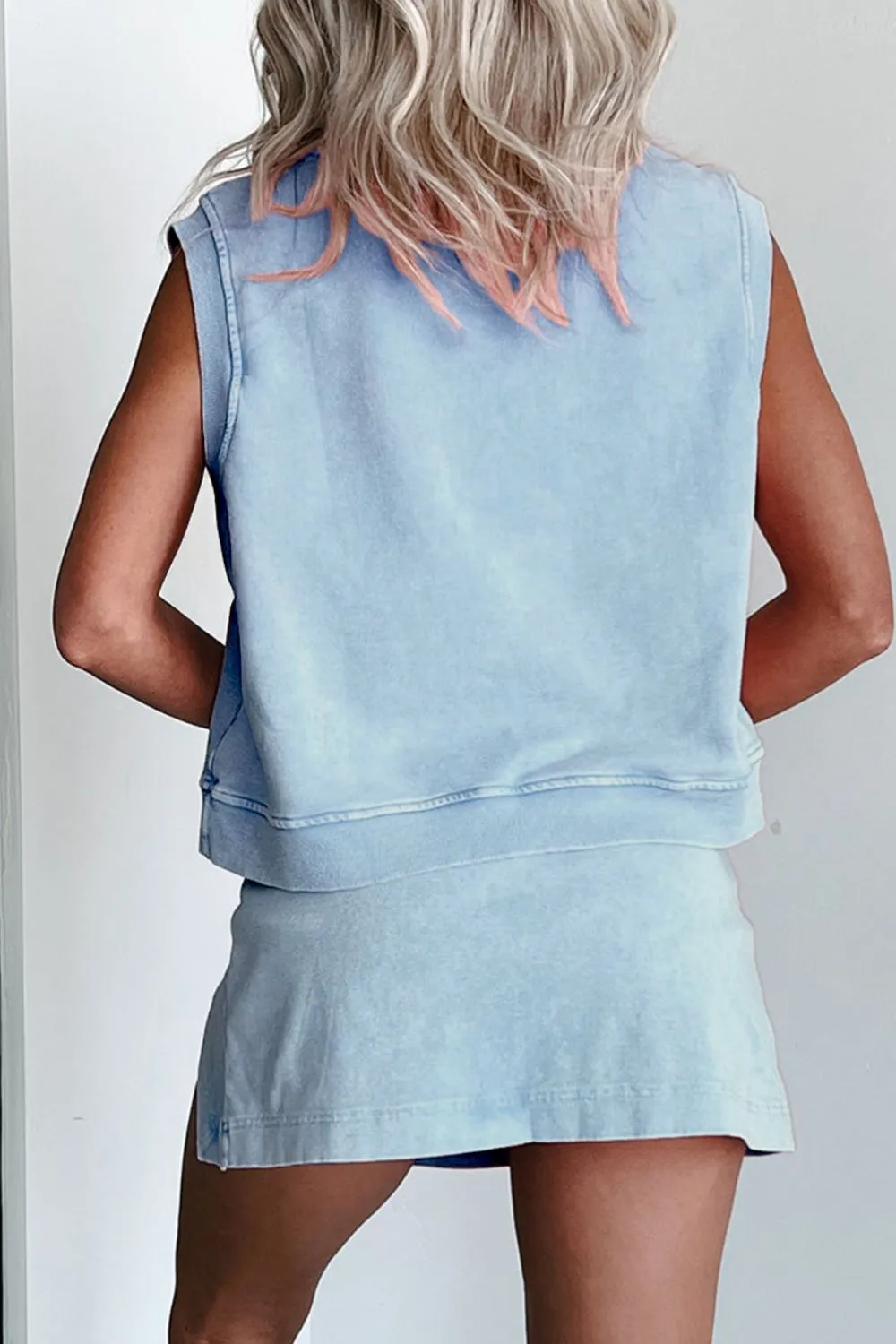 Round Neck Top and Skort Set - Image 3