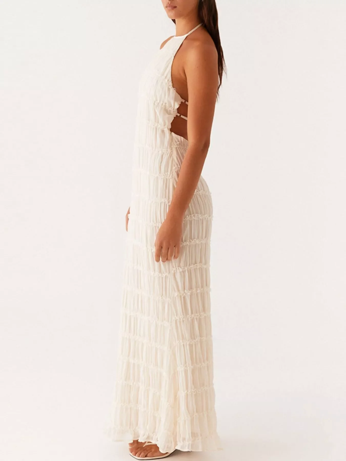 Ruched Halter Neck Maxi Dress - Image 9