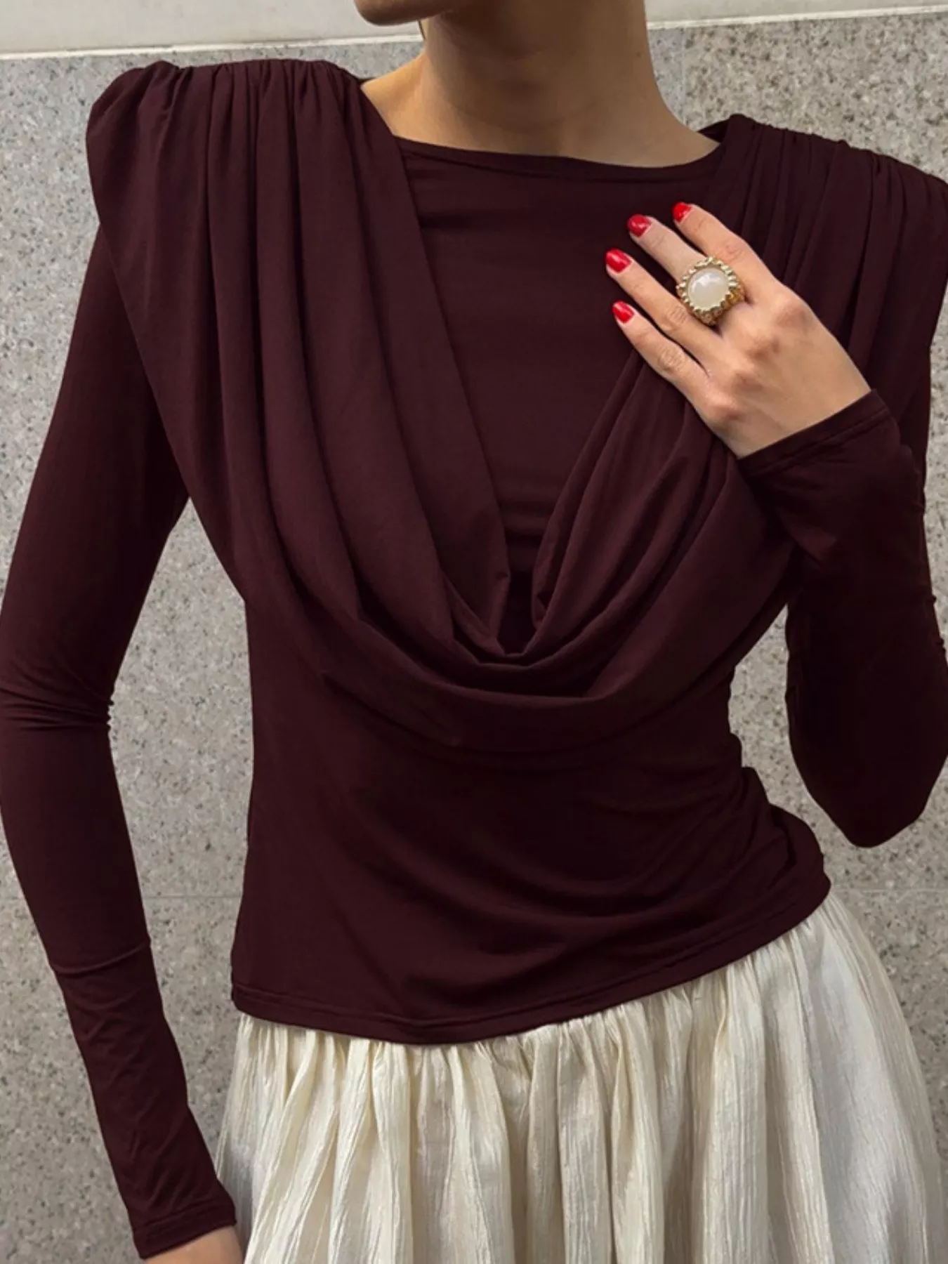 Ruched Long Sleeve T-Shirt - Image 4