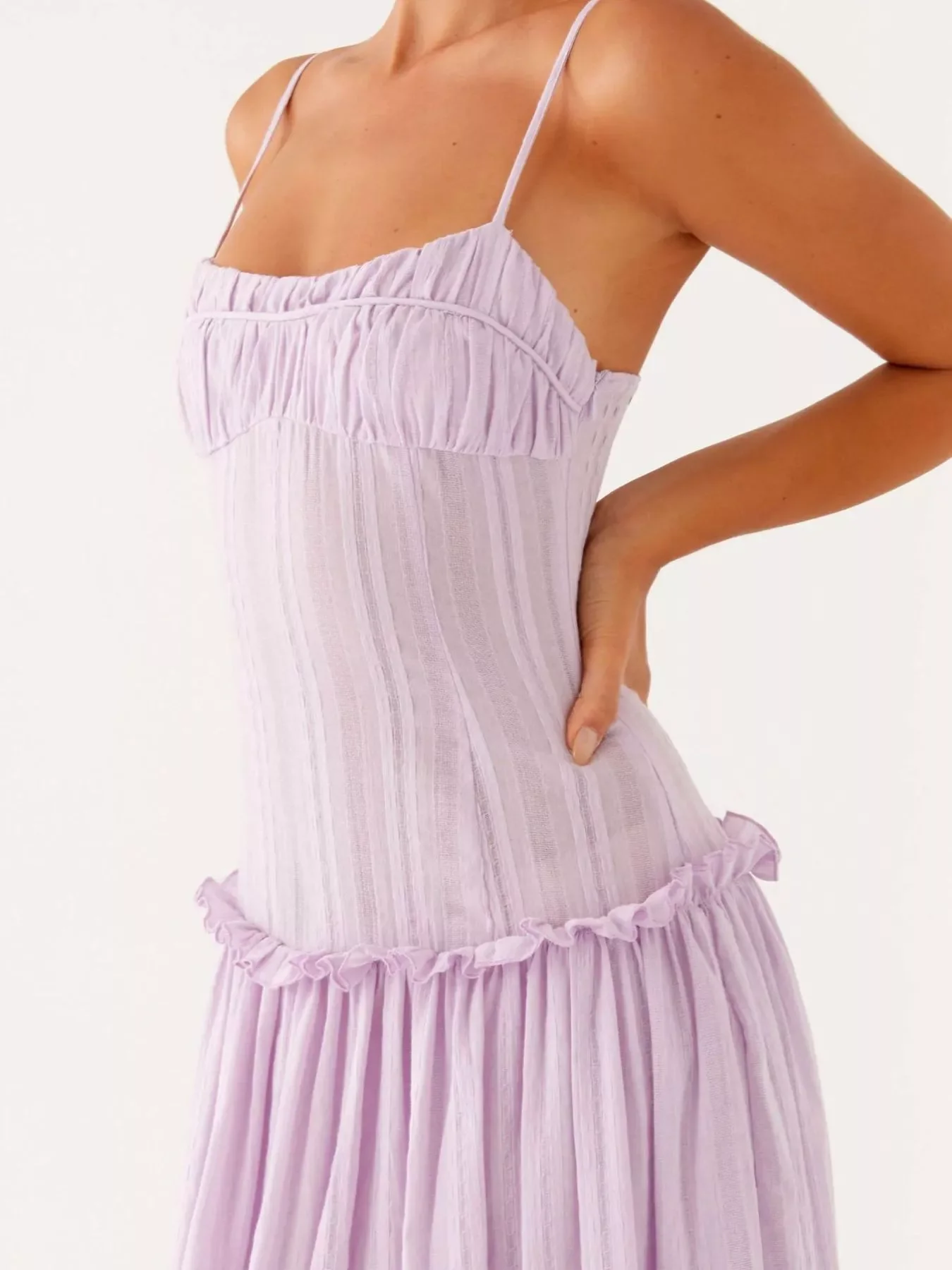 Ruched Spaghetti Strap Maxi Dress - Image 11