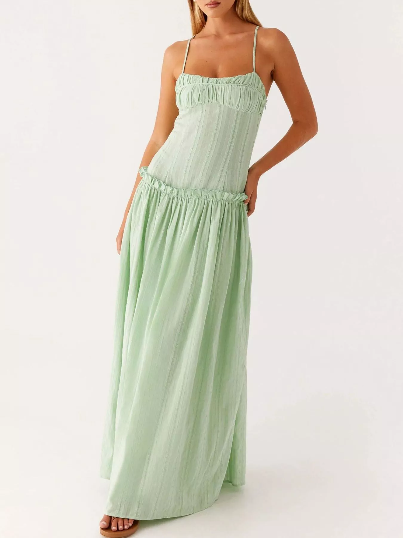 Ruched Spaghetti Strap Maxi Dress - Image 18