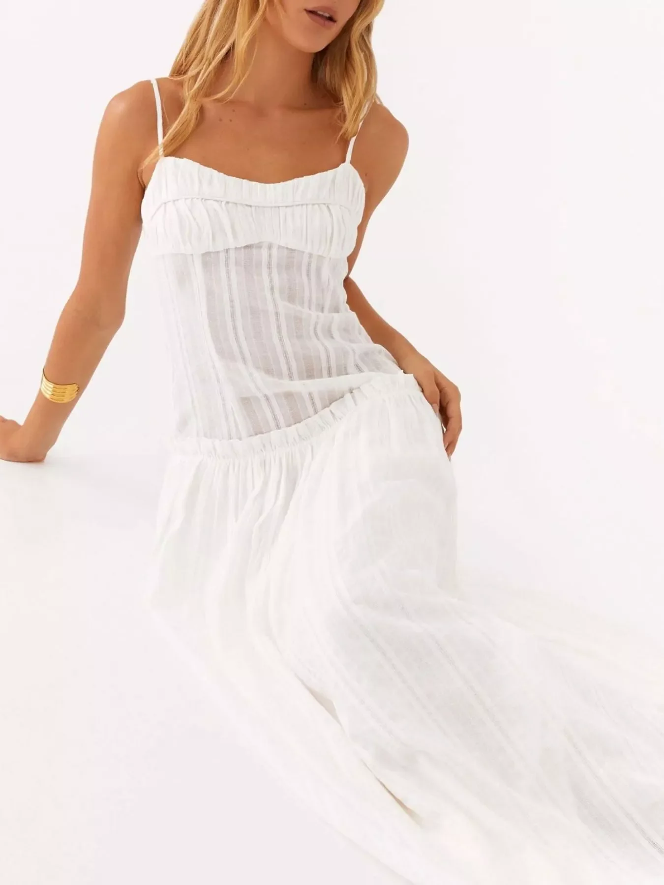 Ruched Spaghetti Strap Maxi Dress - Image 2