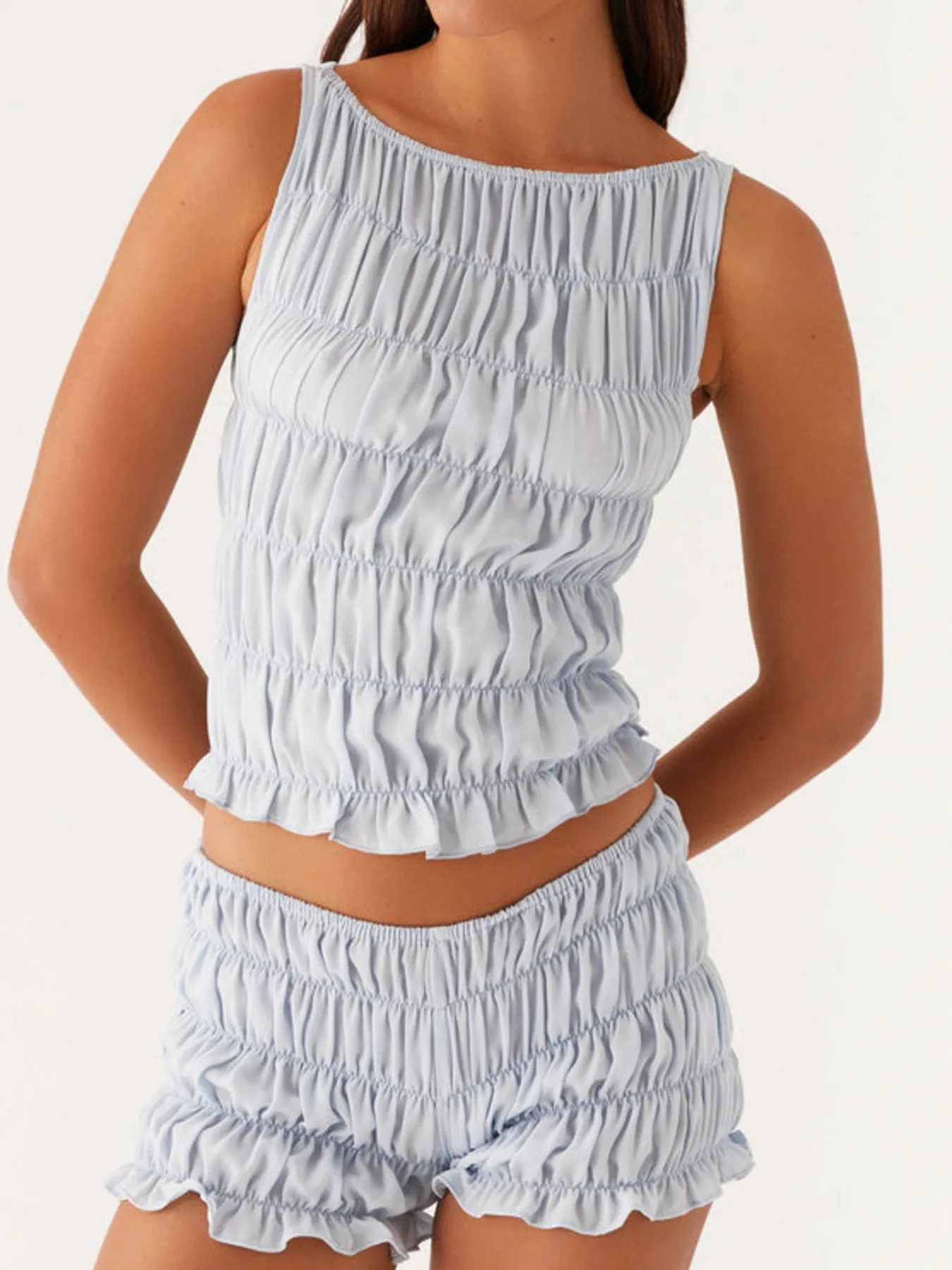 Ruched Texture Tank and Shorts Two-Piece Set - Image 16