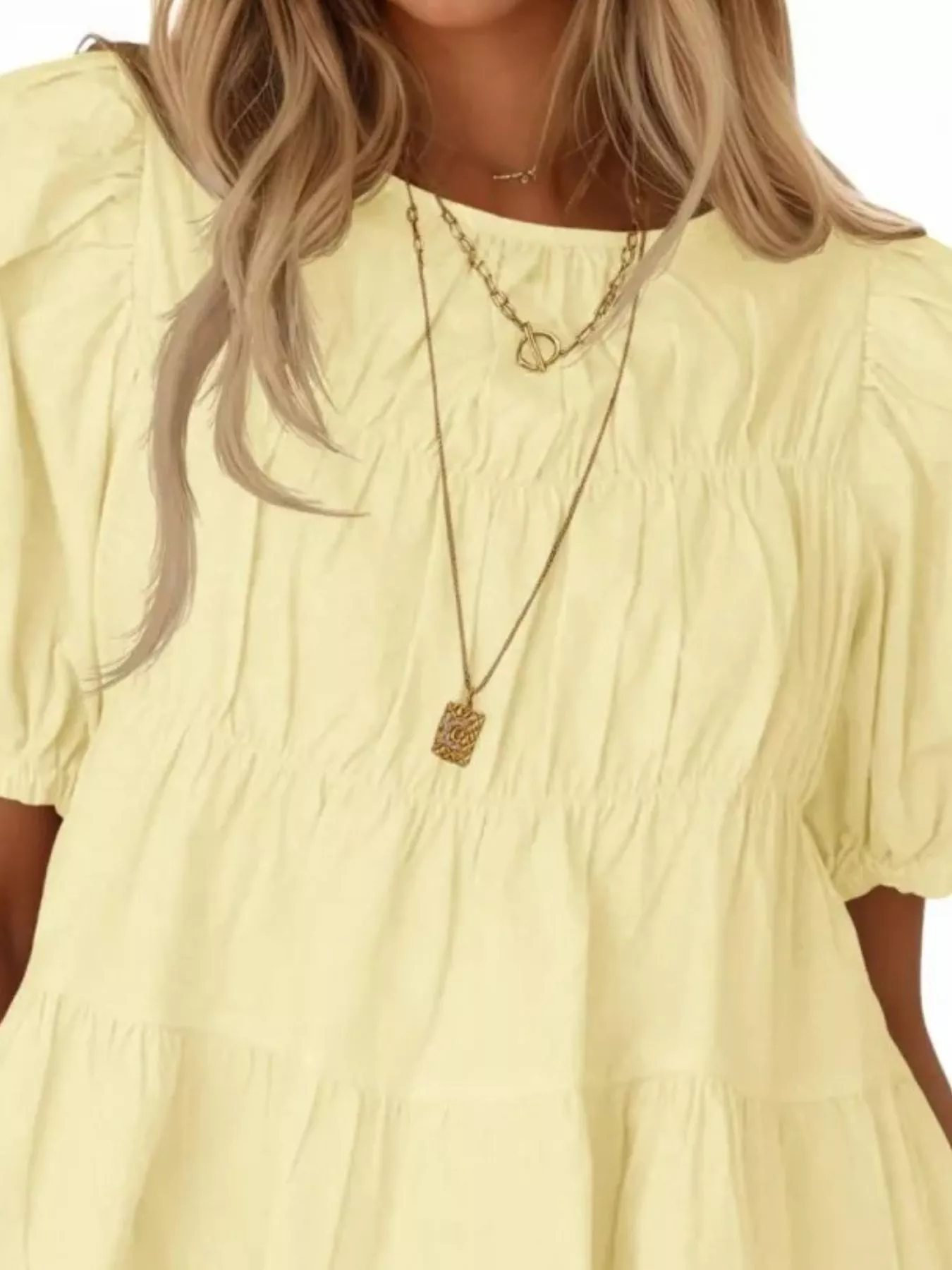 Ruched Tiered Puff Sleeve Blouse - Image 11