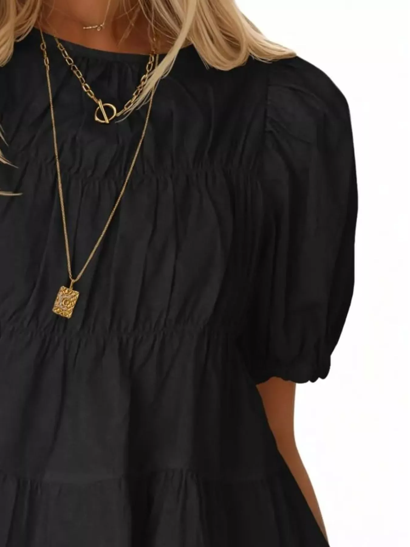 Ruched Tiered Puff Sleeve Blouse - Image 32