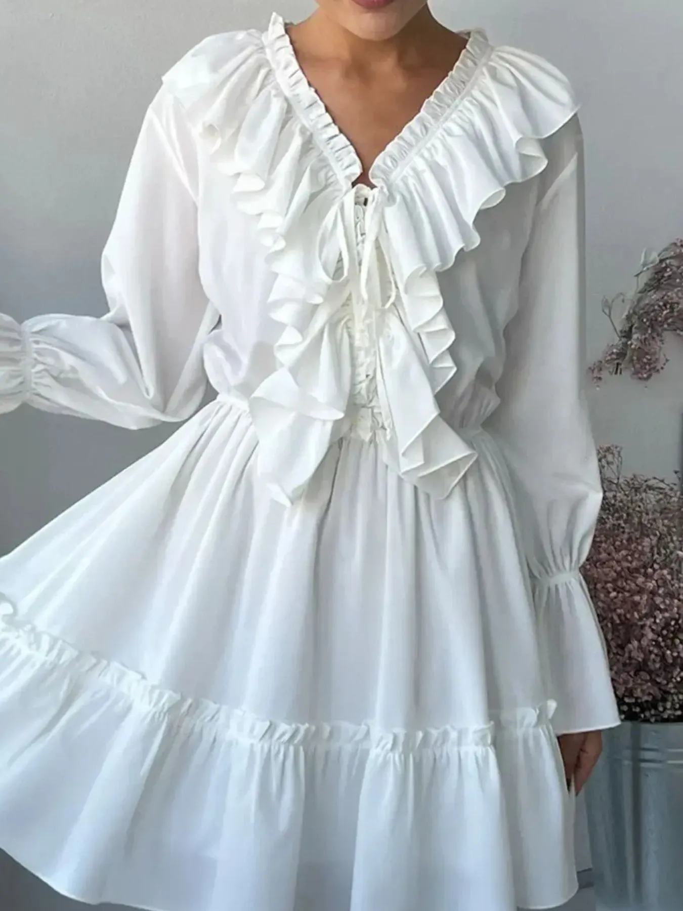 Ruffle Flounce Sleeve Mini Dress - Image 11
