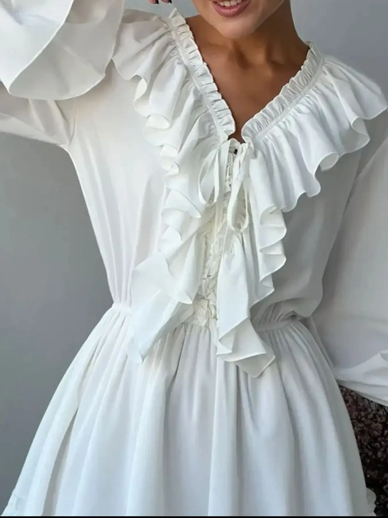 Ruffle Flounce Sleeve Mini Dress - Image 12