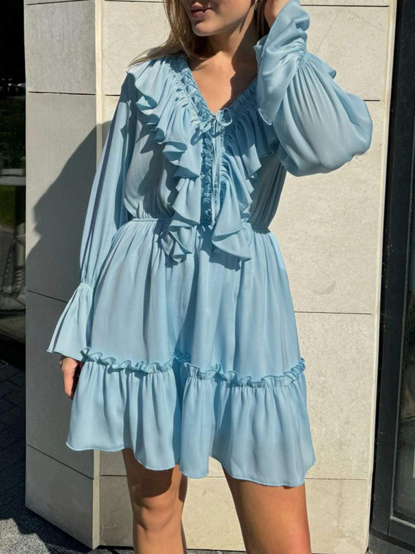 Ruffle Flounce Sleeve Mini Dress - Image 17