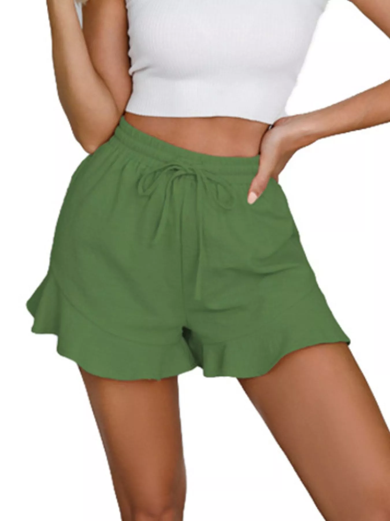 Ruffle Hem Drawstring Shorts - Image 15