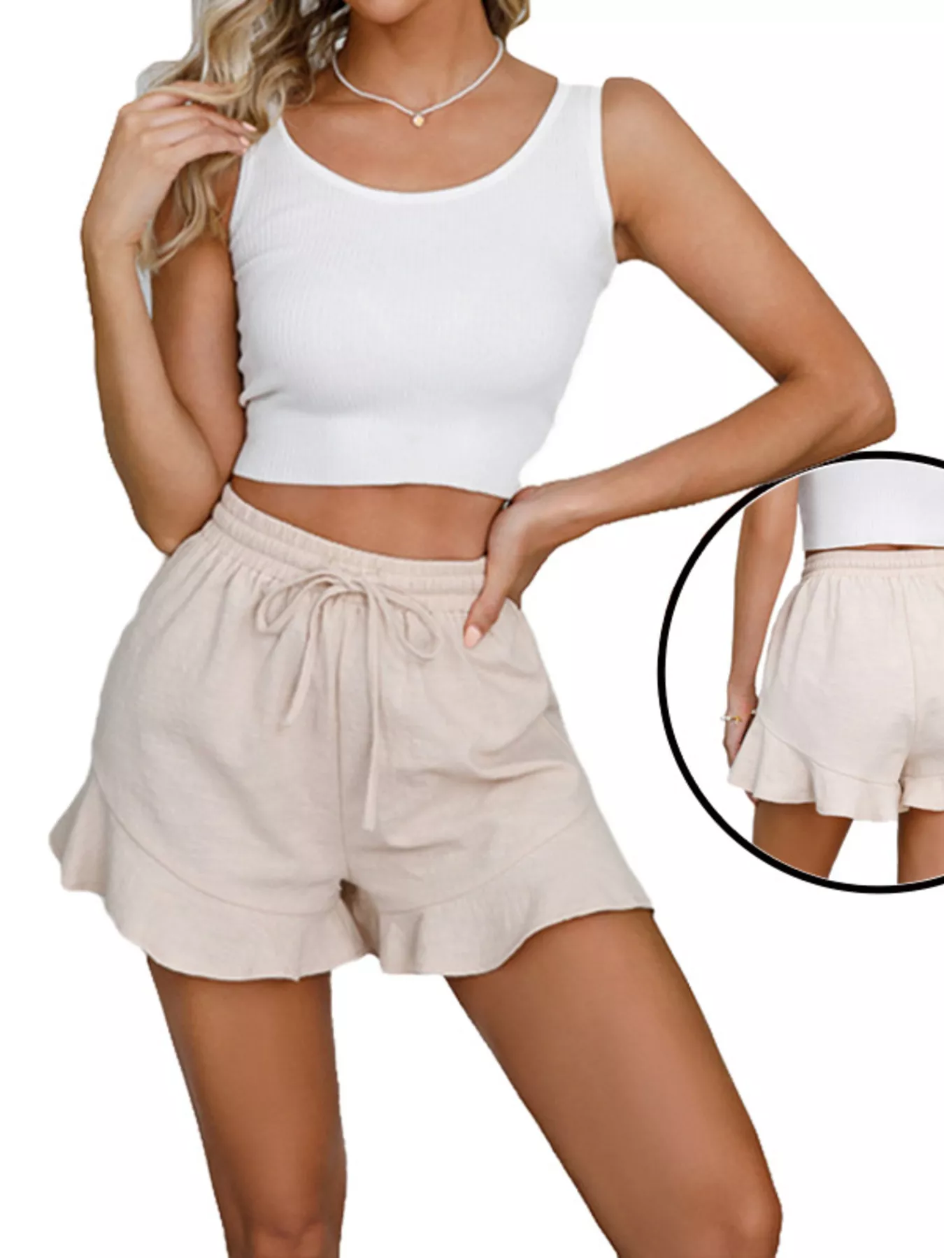Ruffle Hem Drawstring Shorts - Image 8