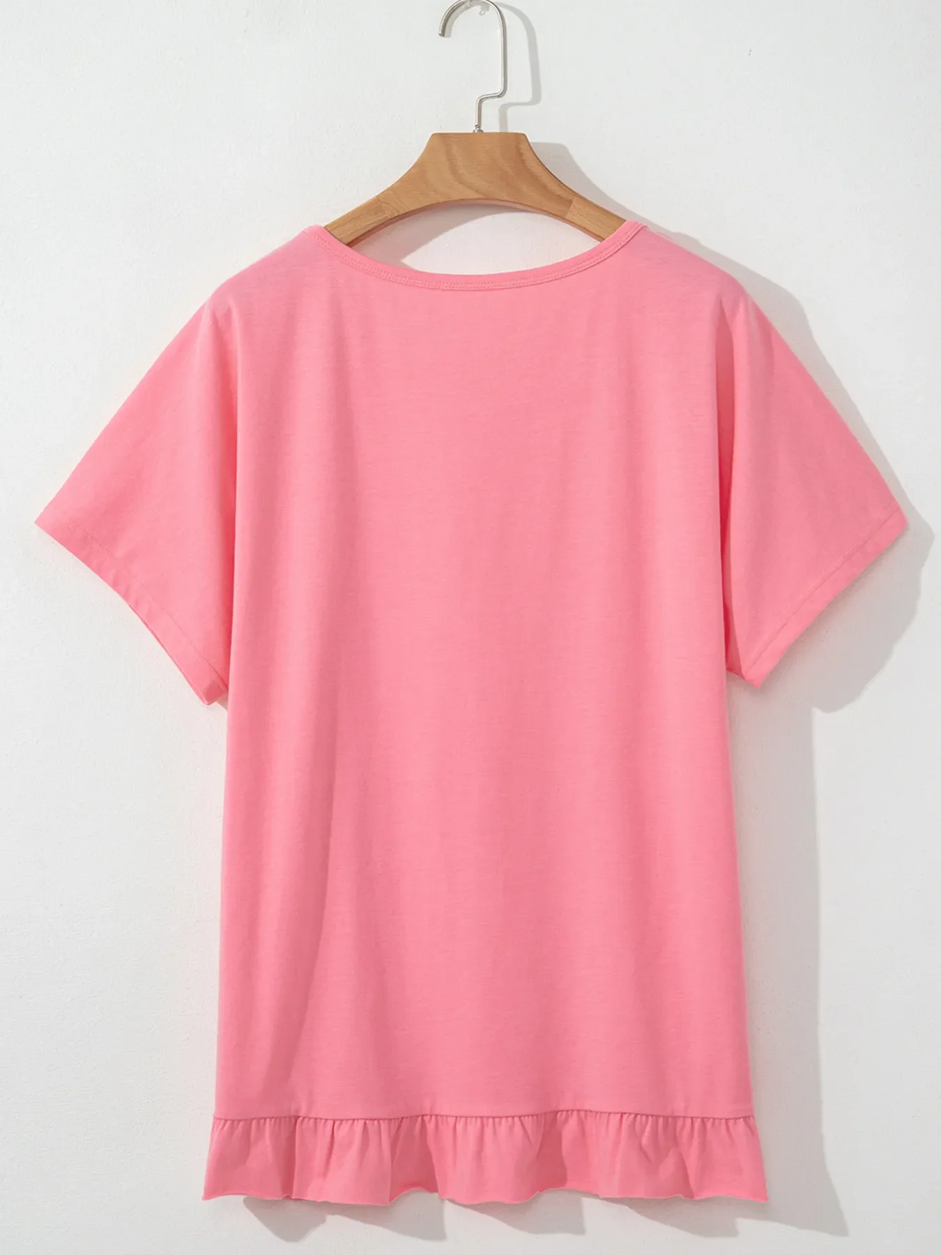 Ruffle Hem Round Neck Relaxed T-Shirt - Image 8