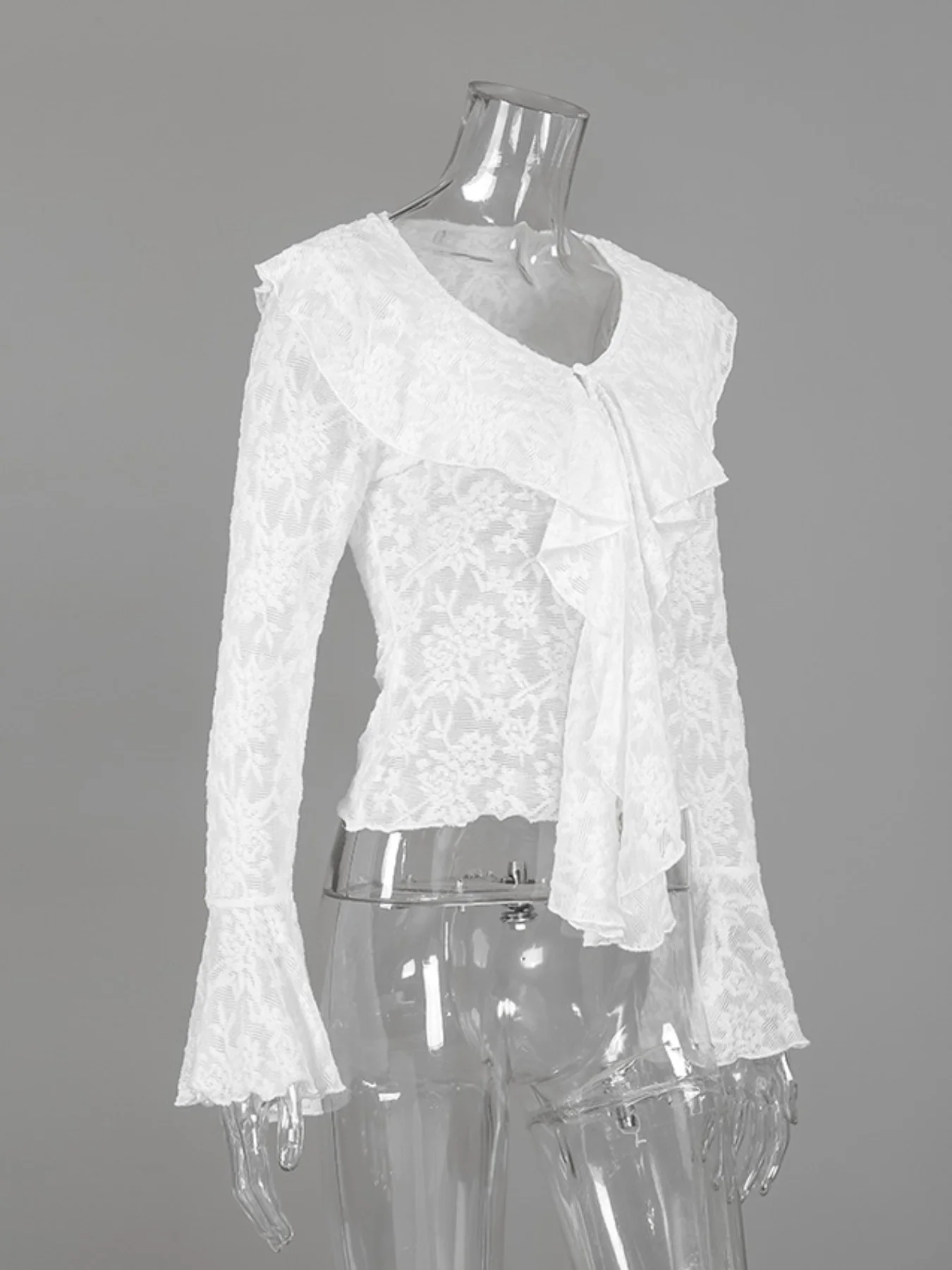 Ruffle Lace Long Sleeve Blouse - Image 6