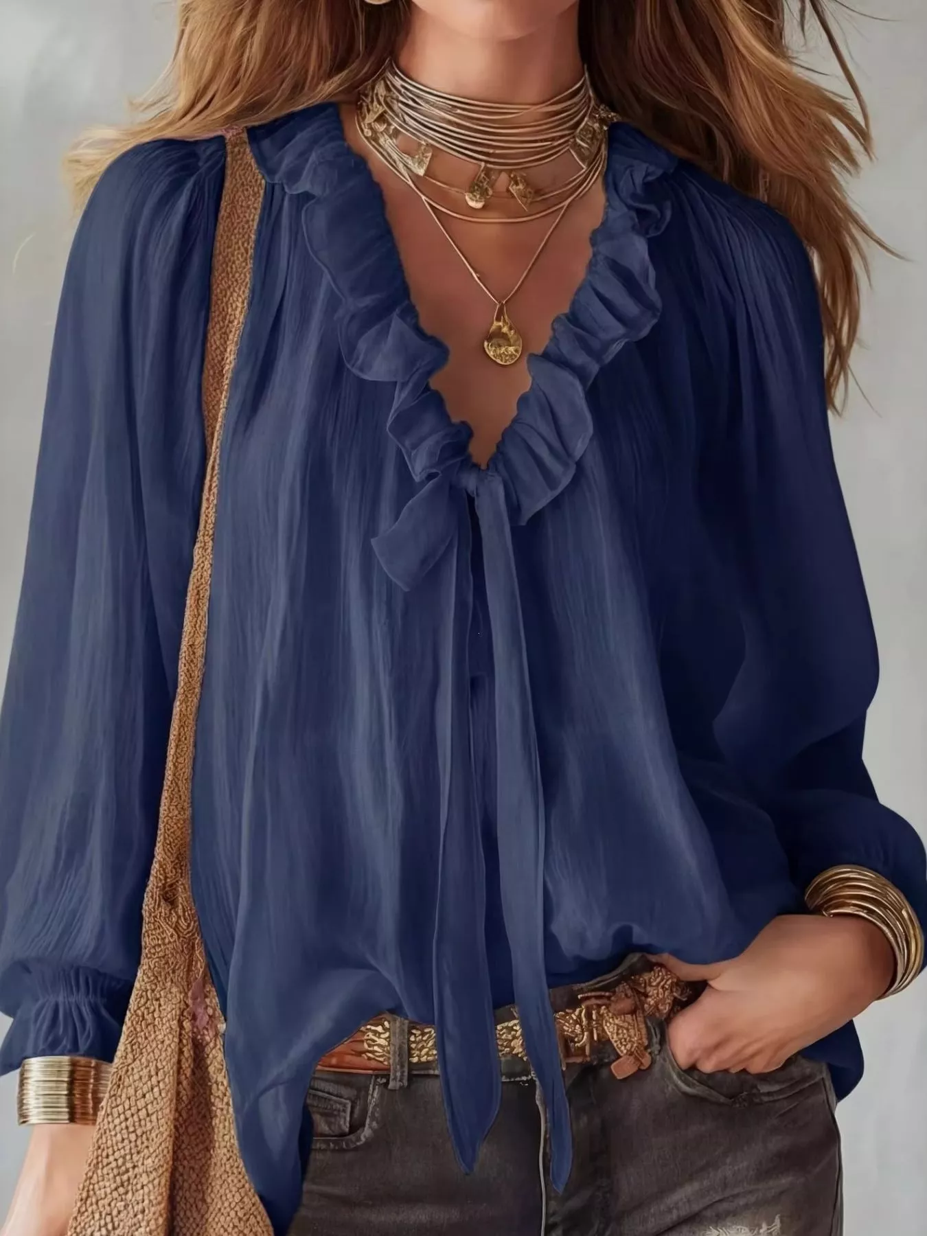 Ruffle Long Sleeve Blouse - Image 3