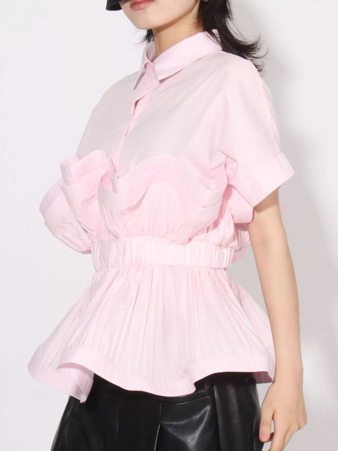 Ruffle Peplum Button-Down Shirt - Image 2