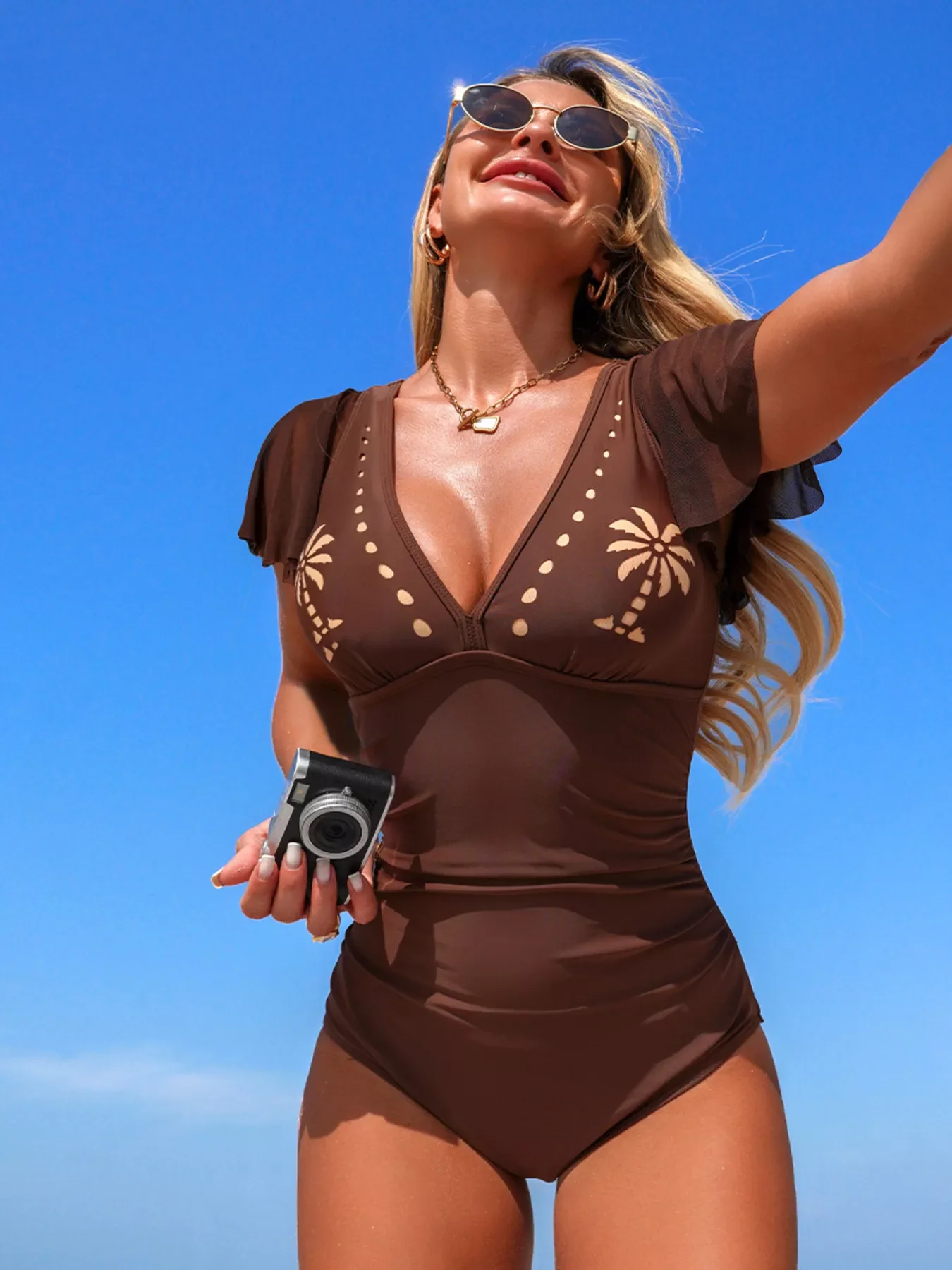 Ruffle Sleeve One-Piece Swimsuit - Image 14