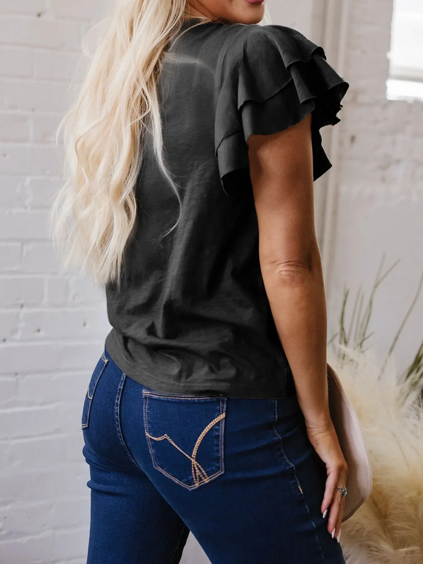 Ruffle Sleeve Round Neck Top - Image 10