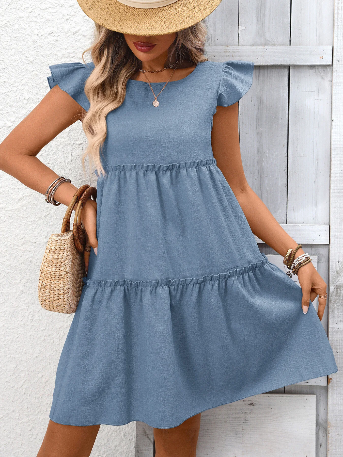 Ruffle Sleeve Tiered Mini Dress - Image 9